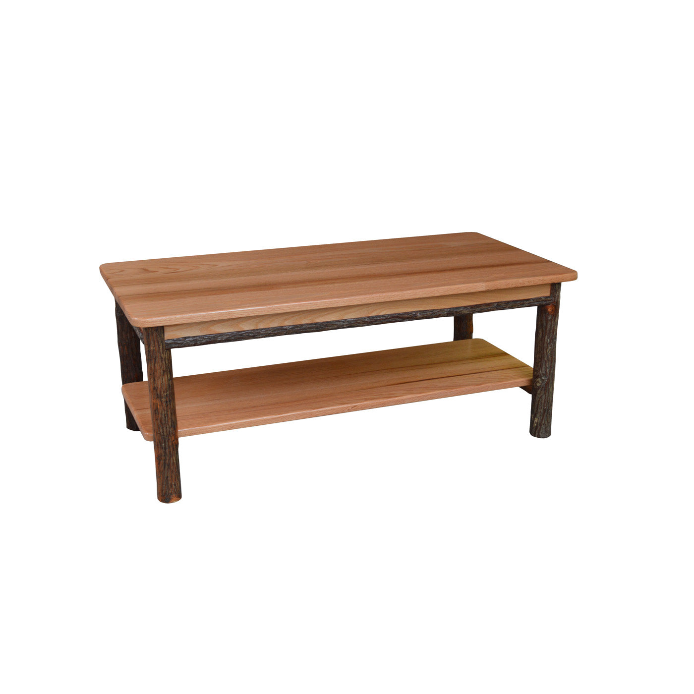 Keystone Amish Co. Hickory Solid Wood Coffee Table with Shelf