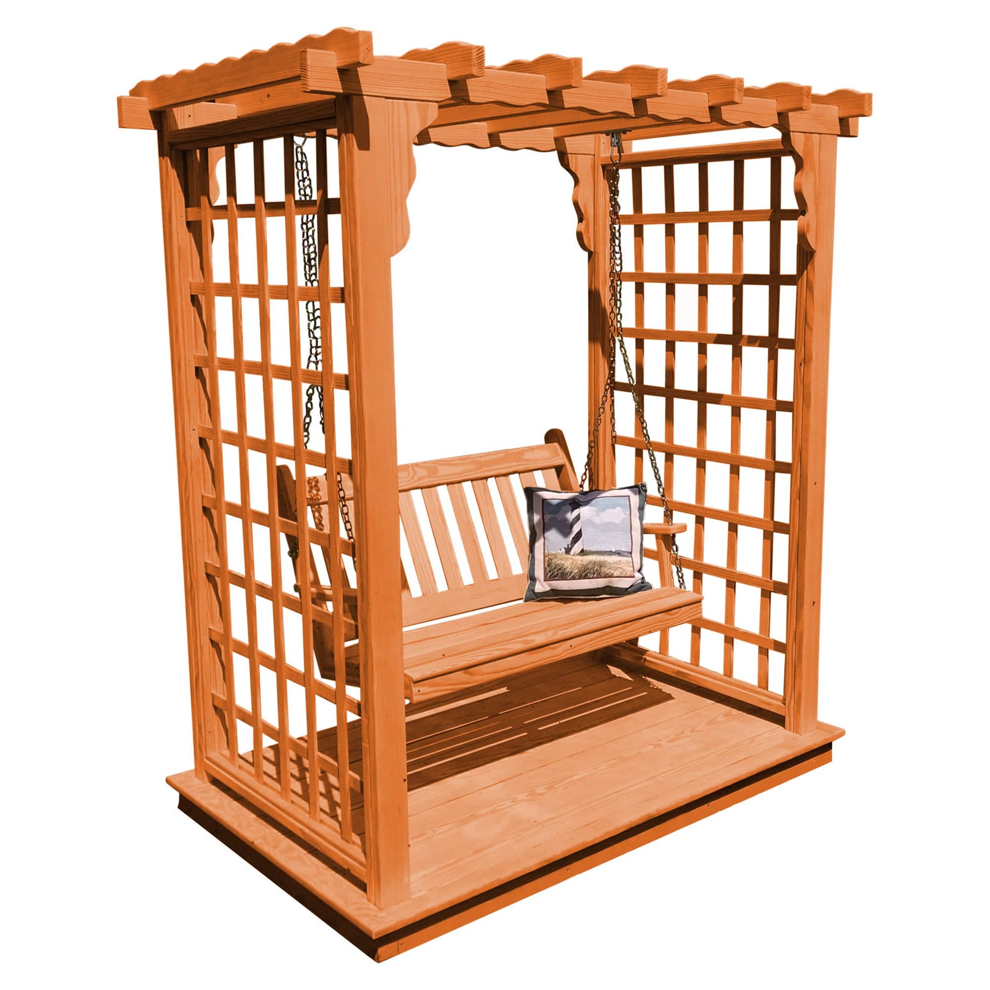 Heritage Lawncraft Bainbridge Pressure Treated Arbor with Swing