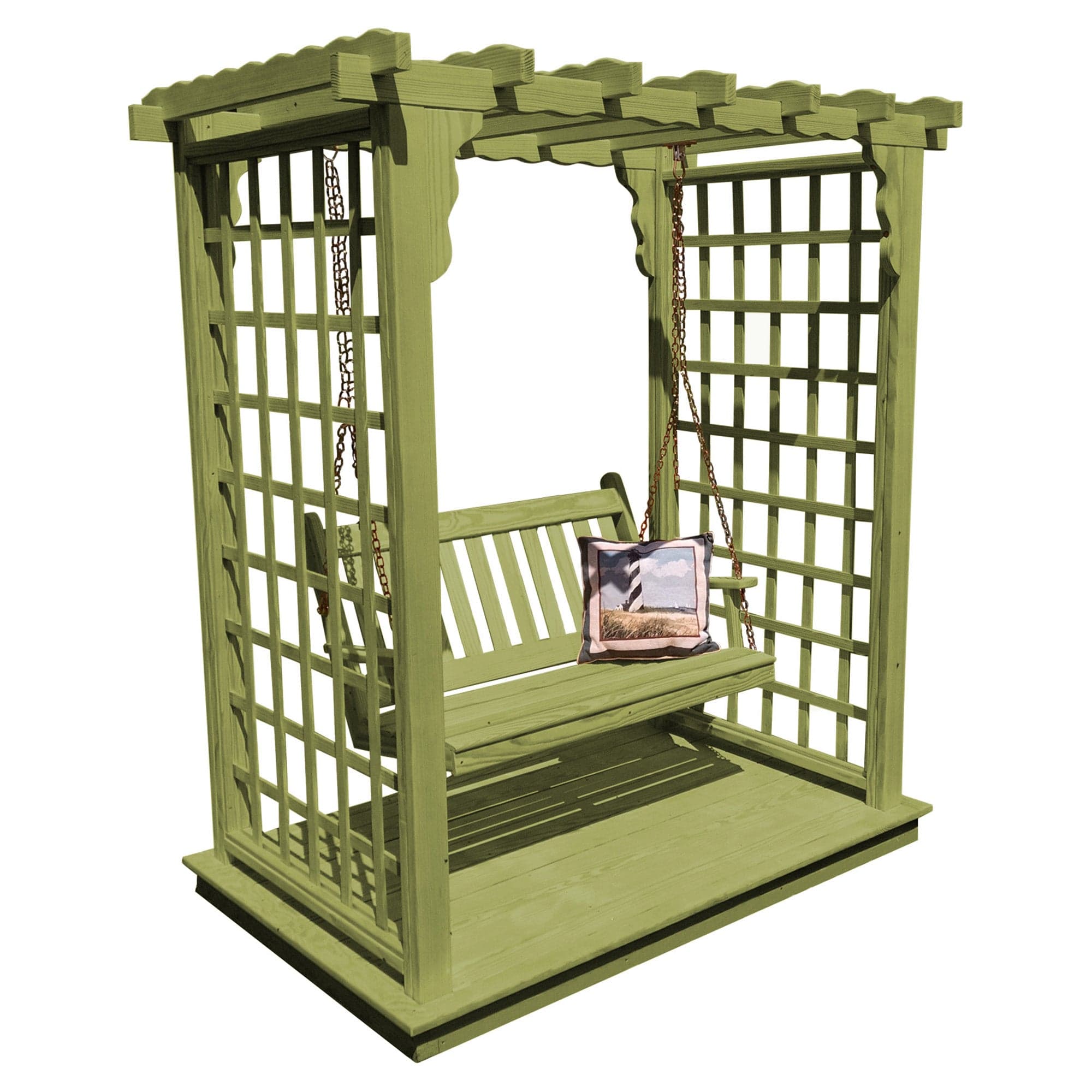 Heritage Lawncraft Bainbridge Pressure Treated Arbor with Swing