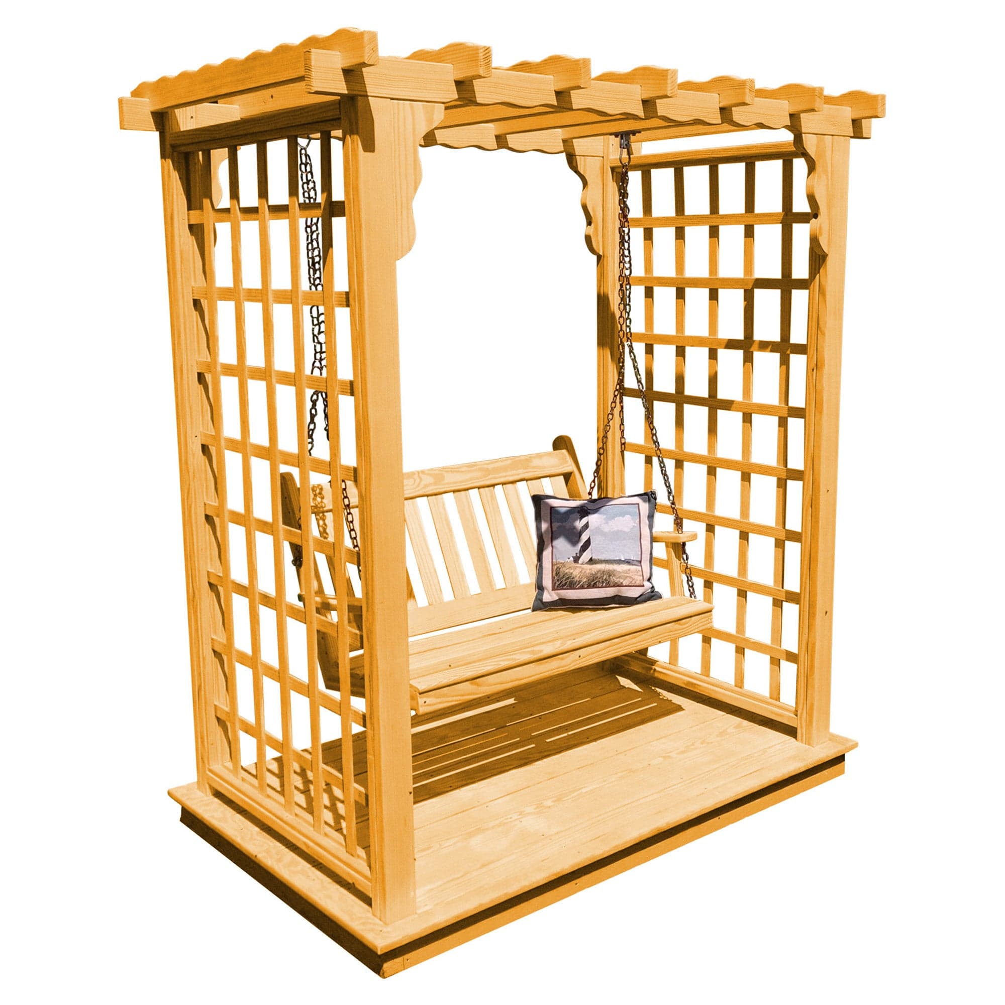 Heritage Lawncraft Bainbridge Pressure Treated Arbor with Swing