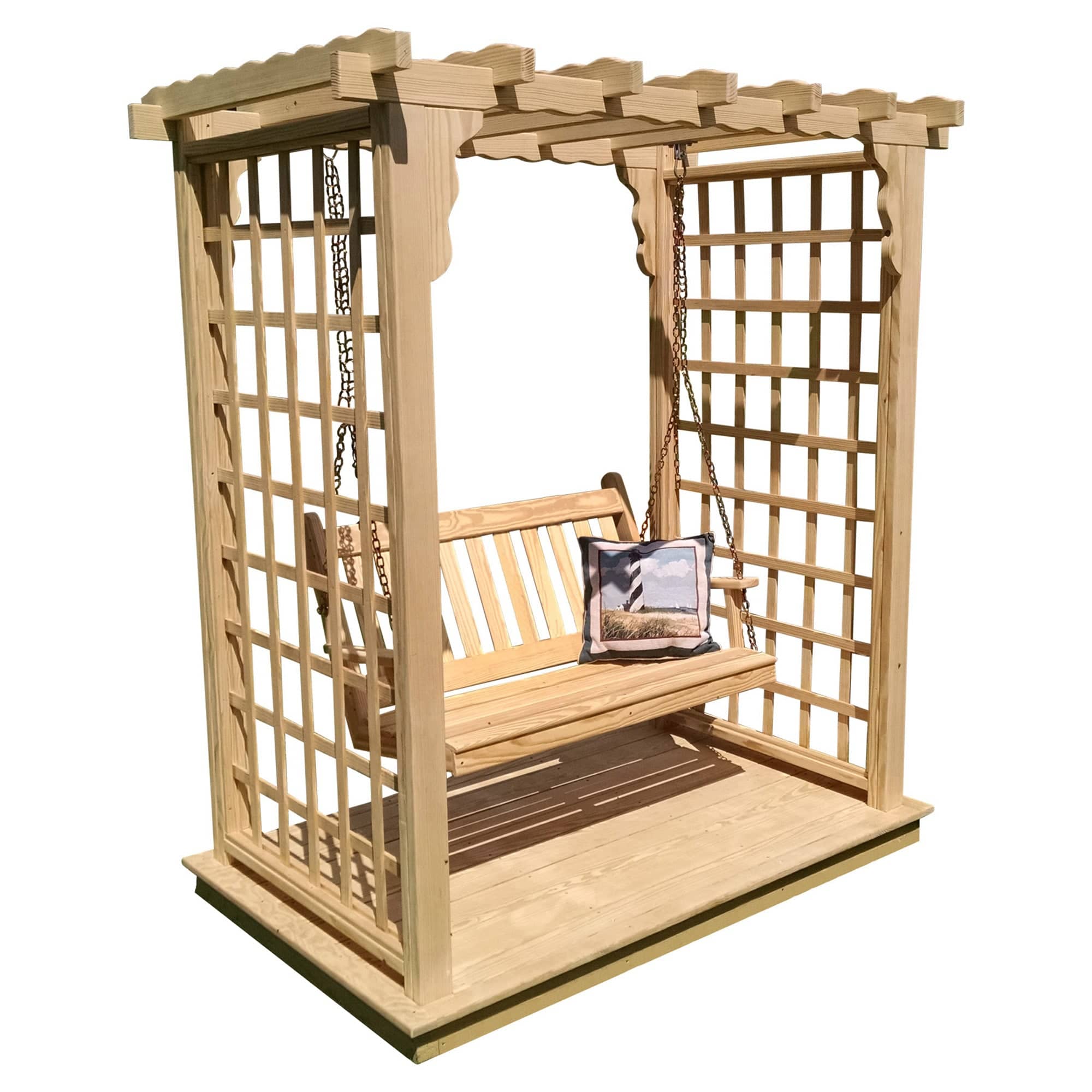 Heritage Lawncraft Bainbridge Pressure Treated Arbor with Swing