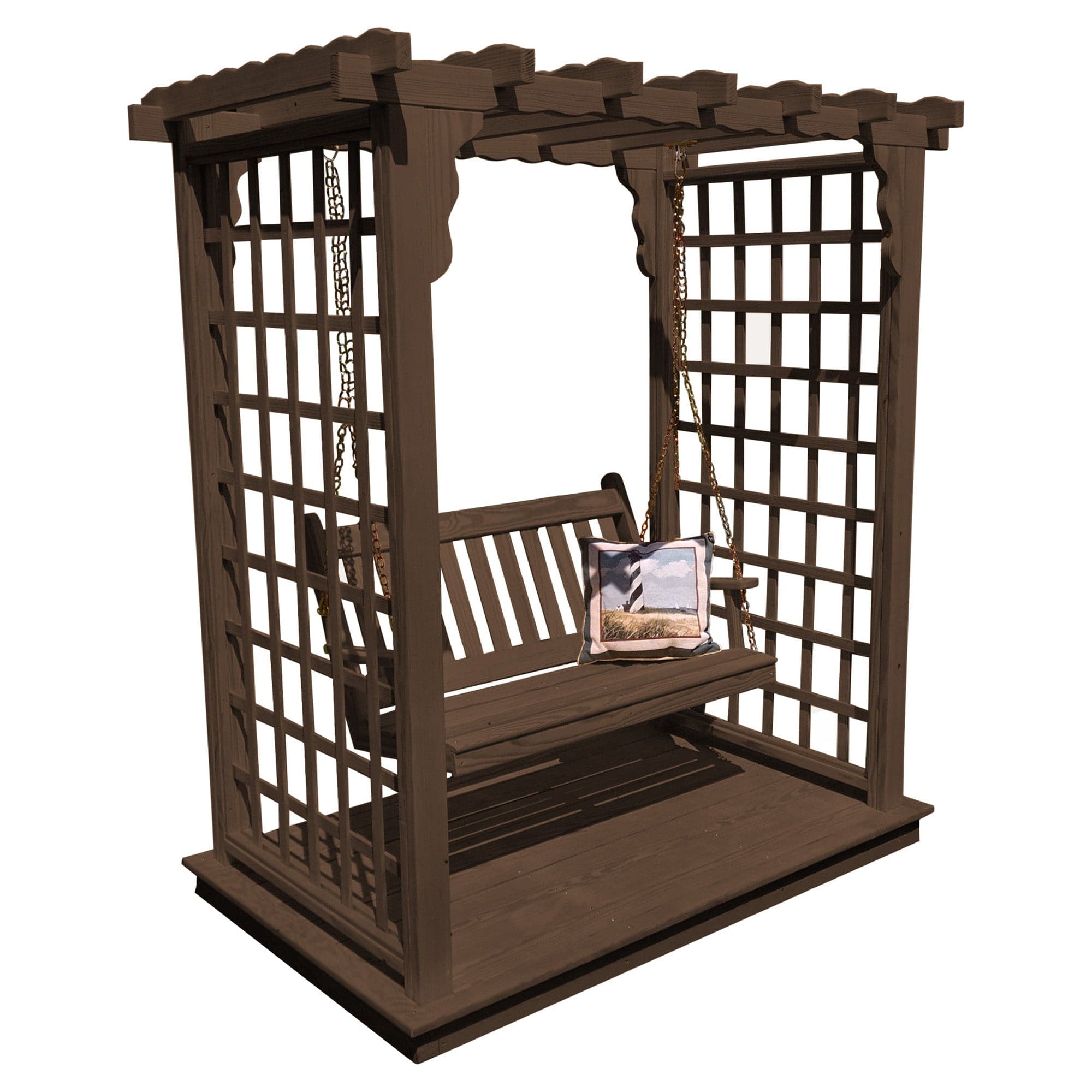 Heritage Lawncraft Bainbridge Pressure Treated Arbor with Swing