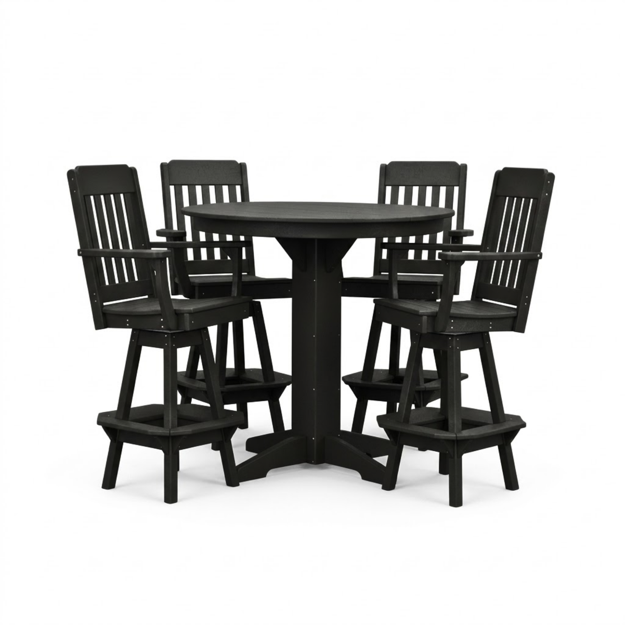 Keystone Amish Co. Traditional 5-Piece Bar Poly Dining Set with Round Table