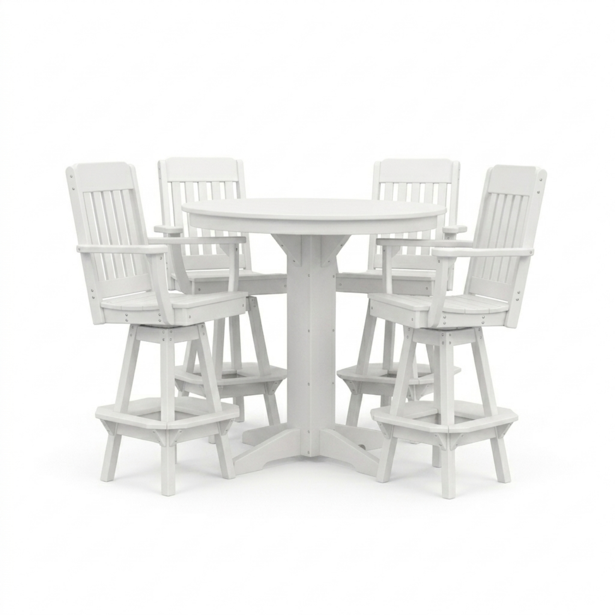 Keystone Amish Co. Traditional 5-Piece Bar Poly Dining Set with Round Table