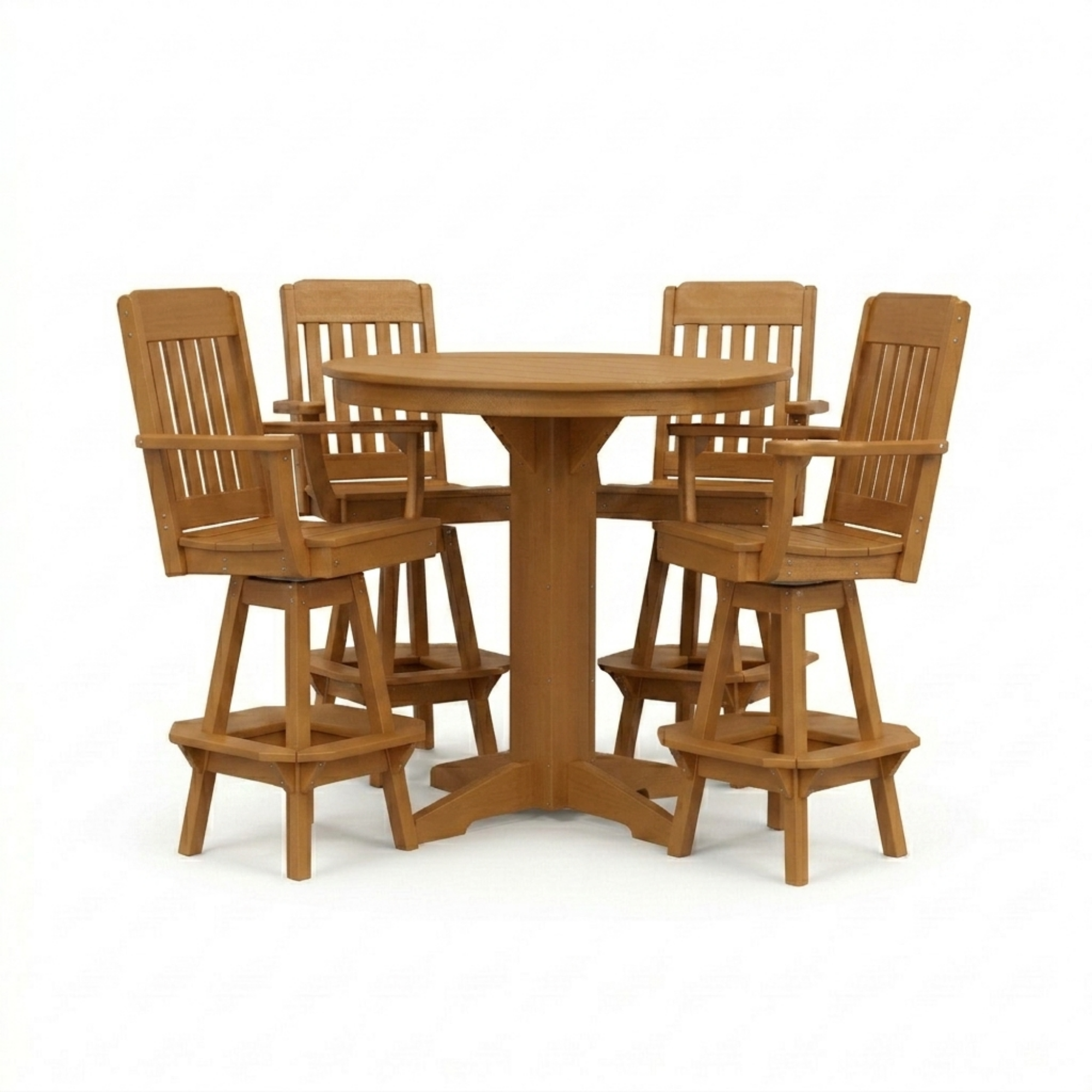 Keystone Amish Co. Traditional 5-Piece Bar Poly Dining Set with Round Table