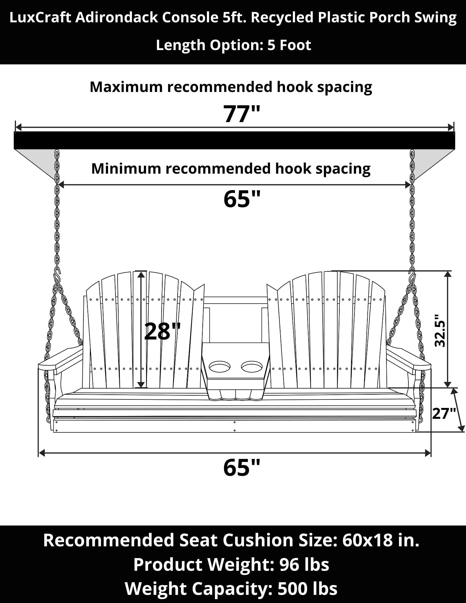 LuxCraft Adirondack 5-Foot Console Poly Composite Porch Swing