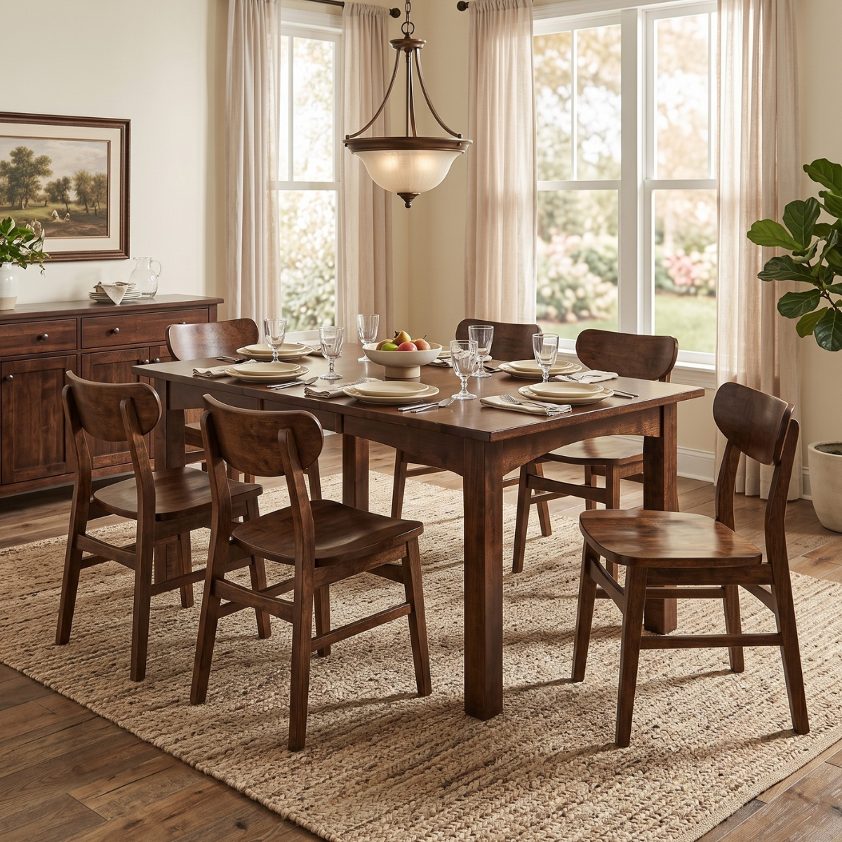 Pictured in Asbury Brown, with Monroe Side Dining Chair