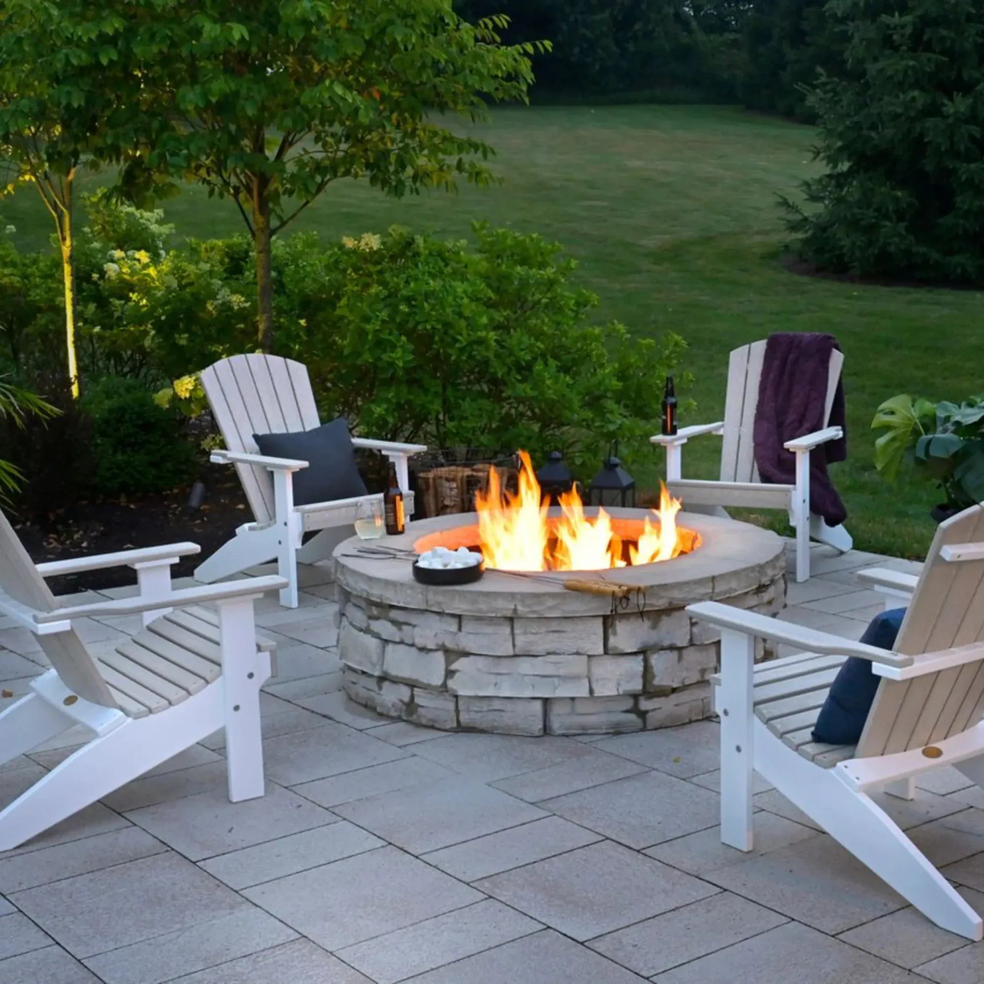 Adirondack chairs in Birch and White