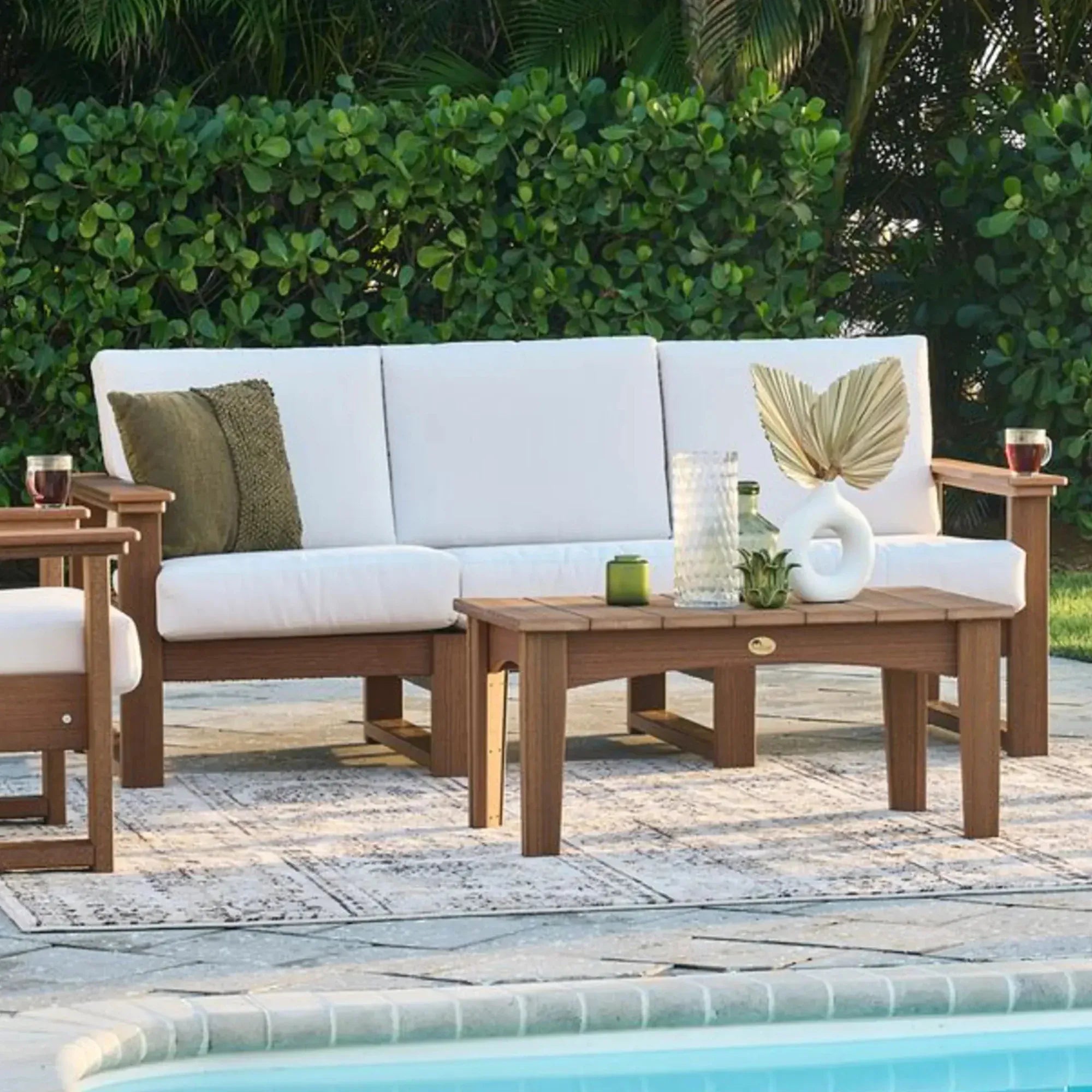 Lanai Deep Seating Sofa in Antique Mahogany with Canvas fabric