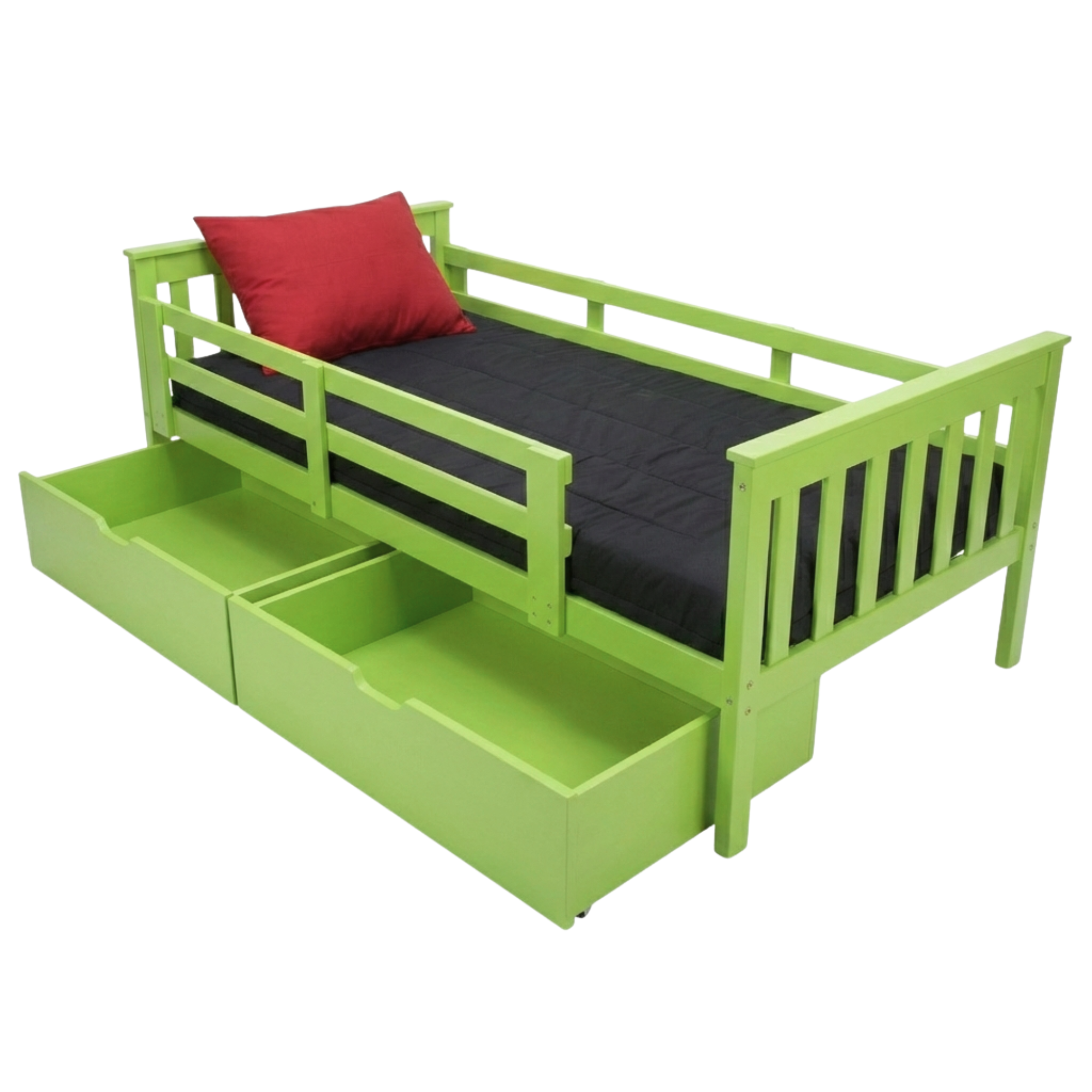 Versaloft Mission Amish Made Kids Bed Frame with Guardrails and 2-Piece Drawers