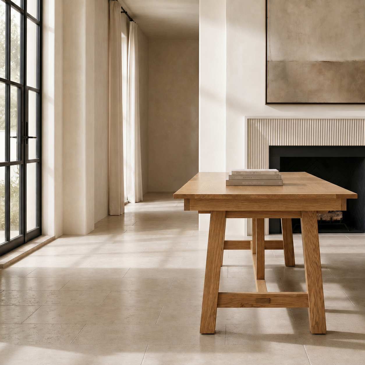 Hoosier Timbercraft Luther White Oak Trestle Dining Table