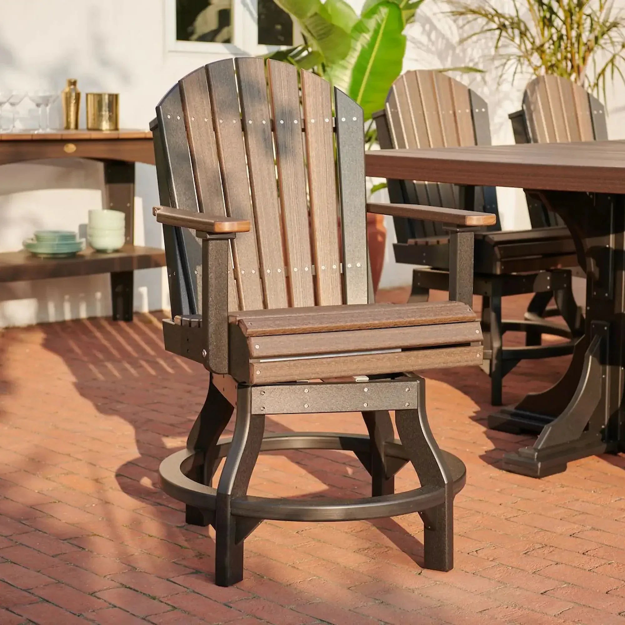 Adirondack Swivel Chair in Brazilian Walnut & Black