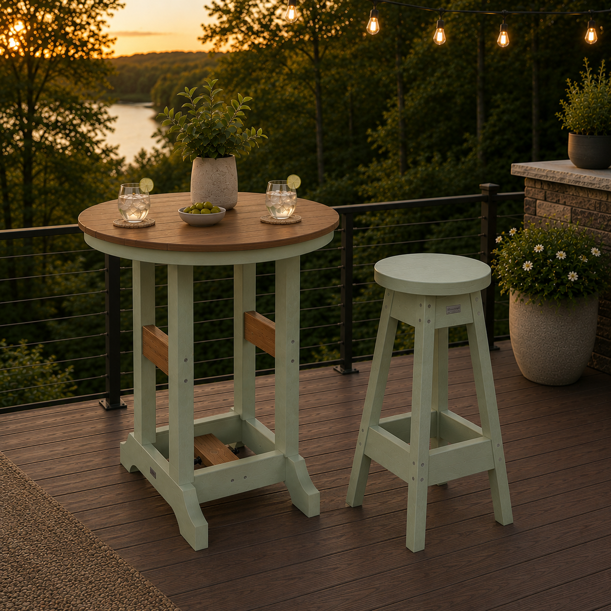 Berlin Gardens Garden Classic Outdoor Poly Lumber Round Counter Height Dining Table