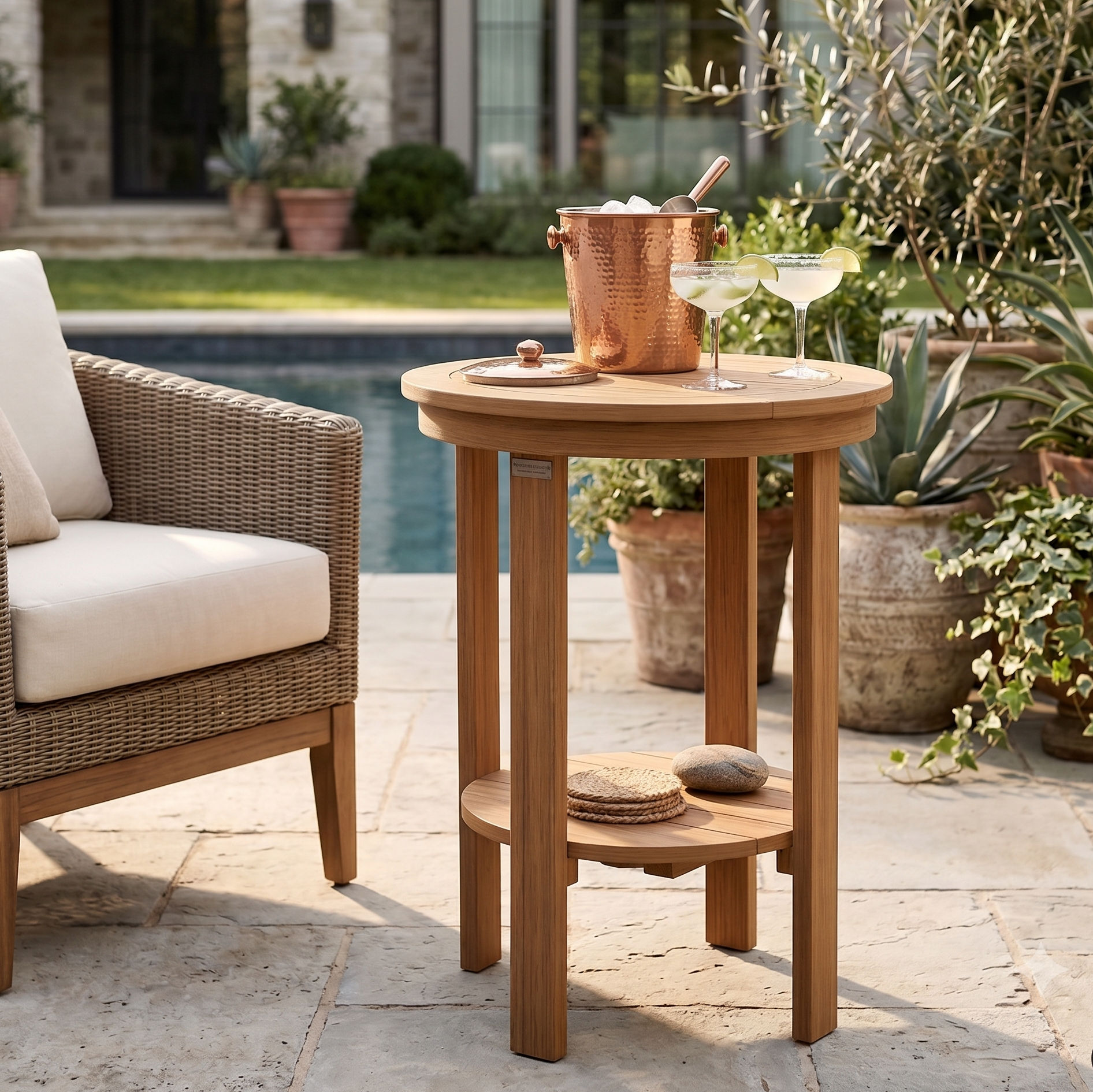 Berlin Gardens Outdoor Poly Lumber Round End Bar Table
