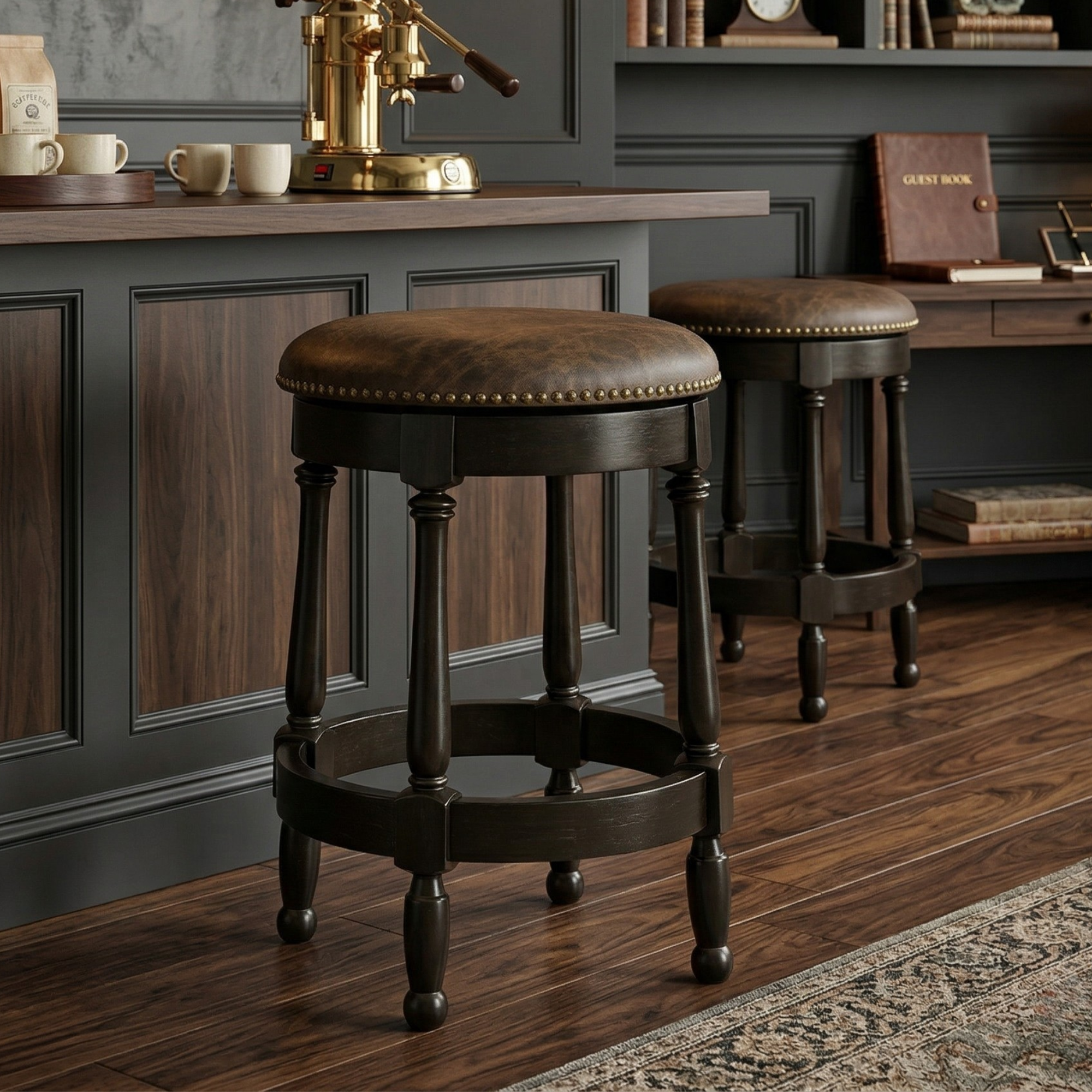 Hoosier Timbercraft Perry Maple Swivel Backless Barstool