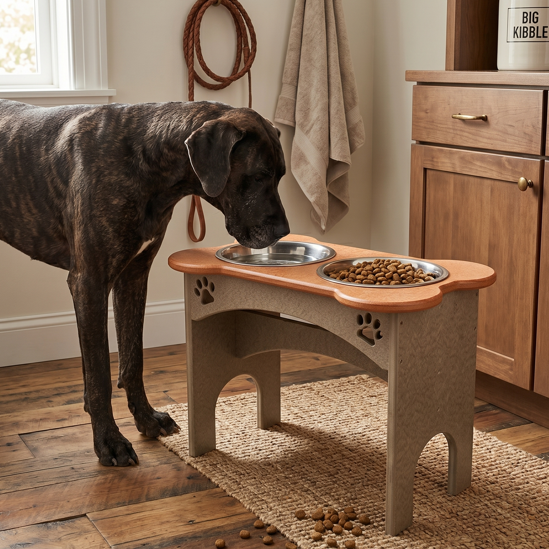Stratton Field Poly Lumber 15-Inch Tall Elevated Dog Bowl Stand with 2-Quart Bowl