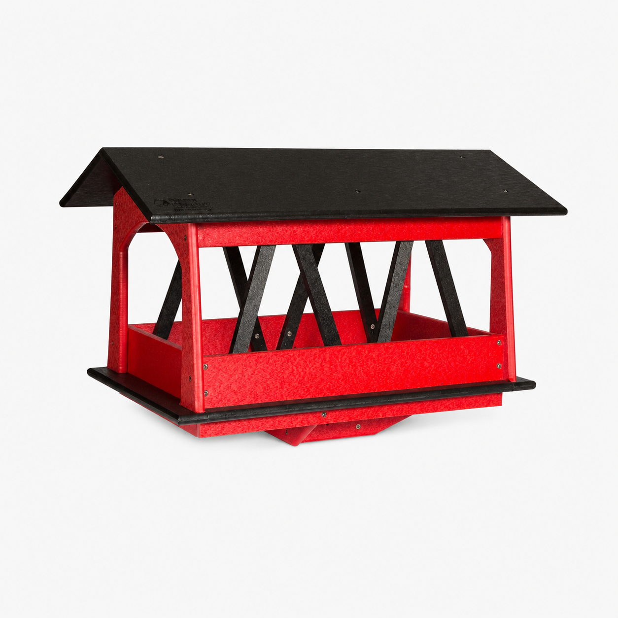 Stratton Field Poly Lumber Post-Mount Covered Bridge Bird Feeder with Screen Floor