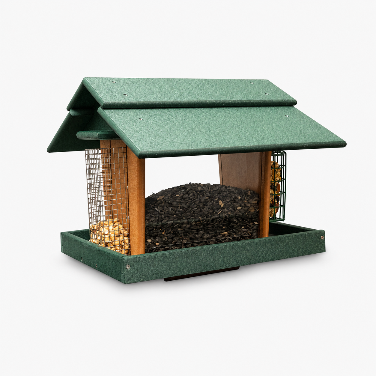Stratton Field Poly Lumber Post-Mount Grand Station Bird Feeder with Screen Floor