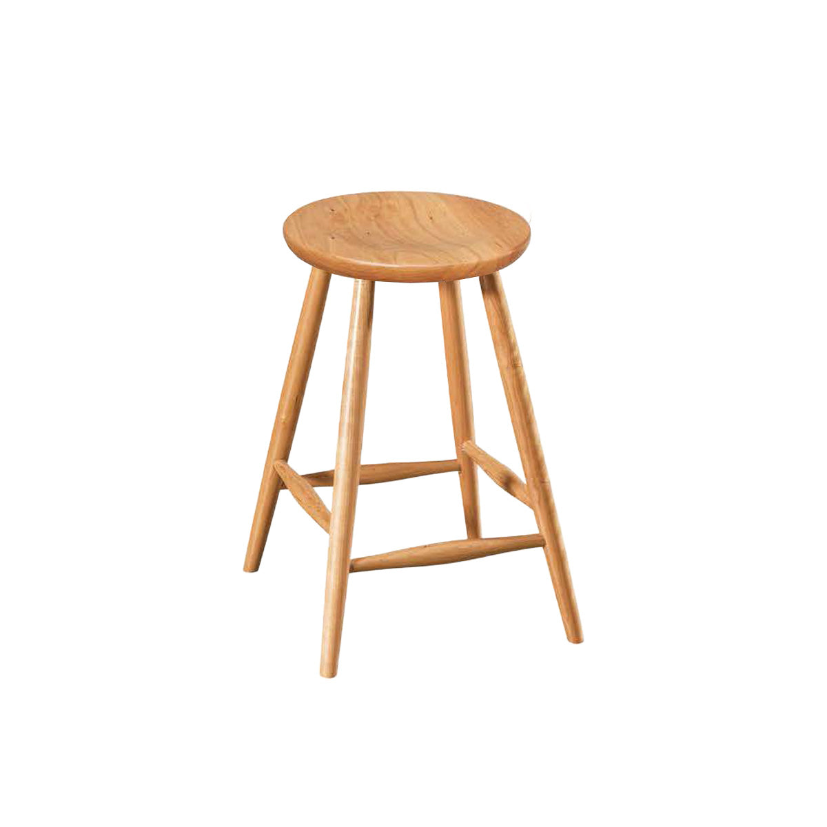 Hoosier Timbercraft Tillman Cherry Wood Stationary Barstool