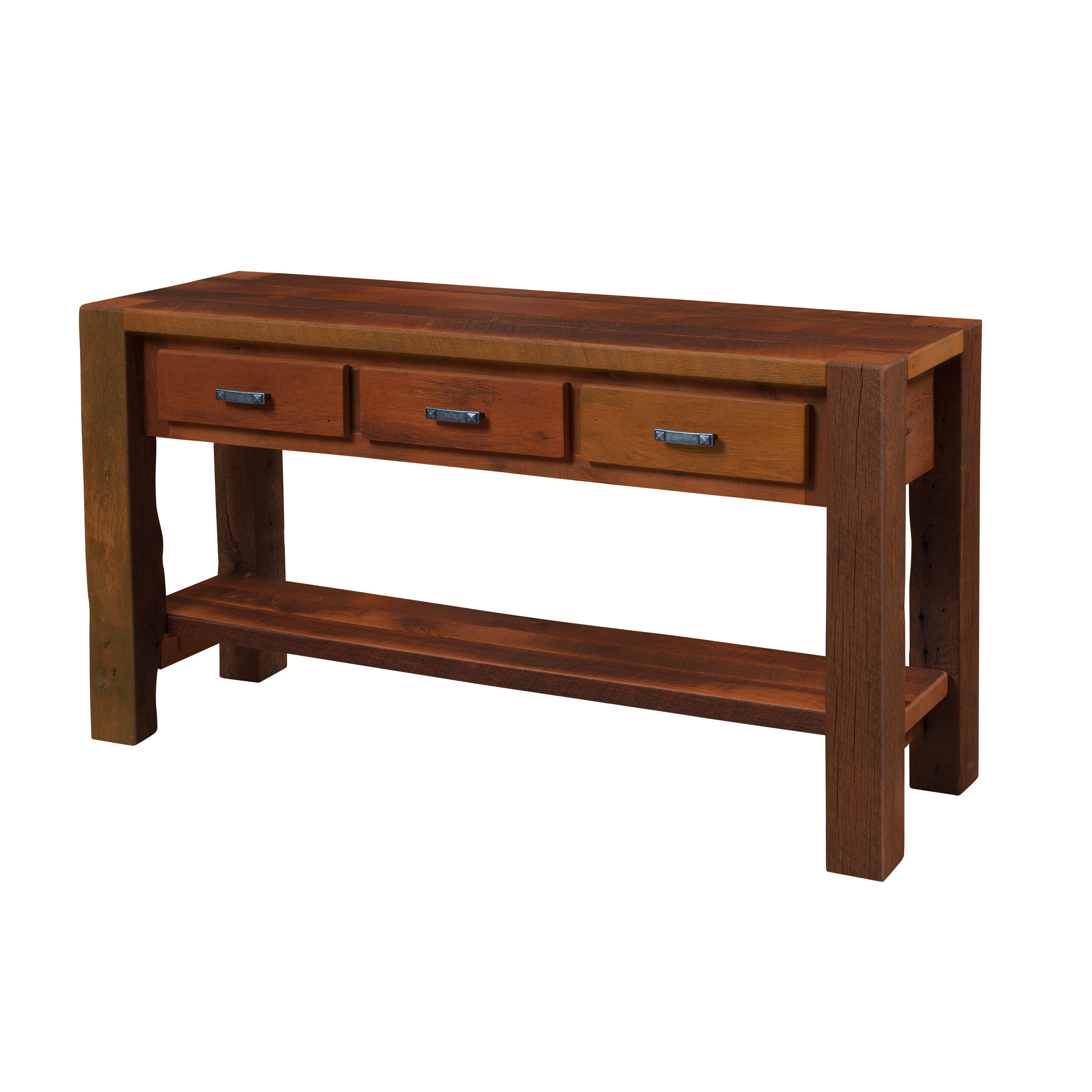 Legacy Estate Barnwood Roscoe Reclaimed Barnwood Timber Ridge 3-Door TV Console with Shelf