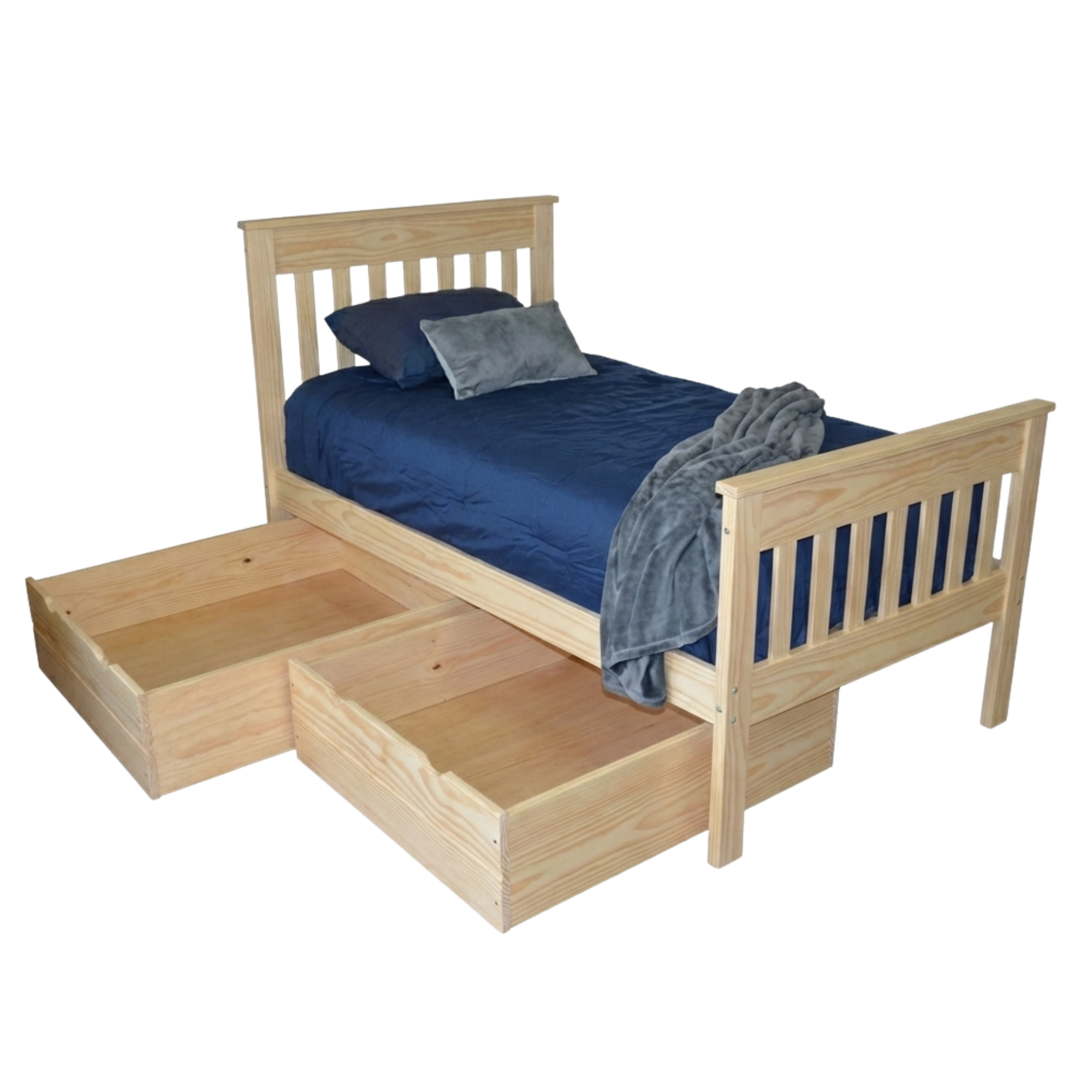 Versaloft Harmony Amish Made Bed Frame with 2-Piece Drawers