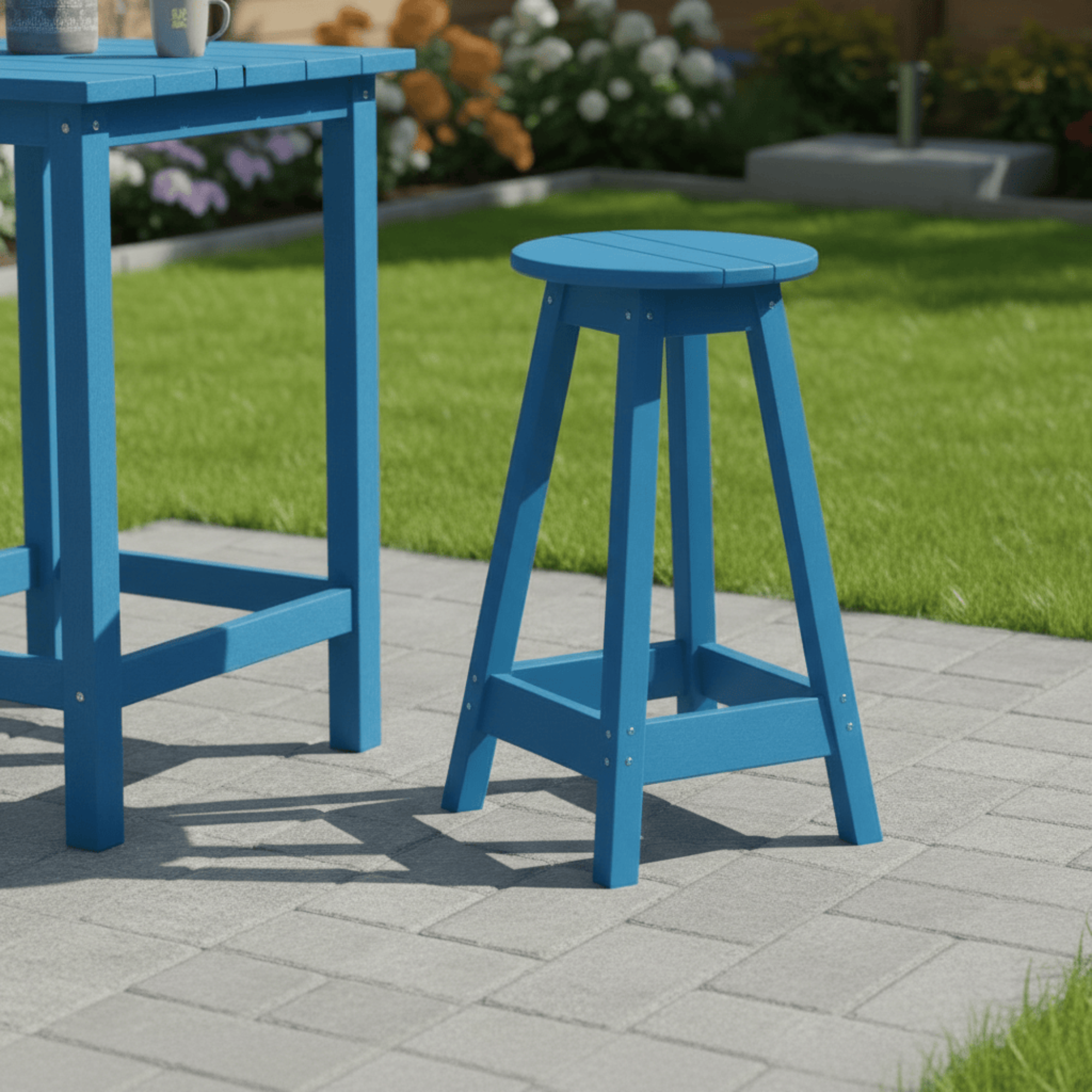 Keystone Amish Co. Poly Round Counter Height Outdoor Stool