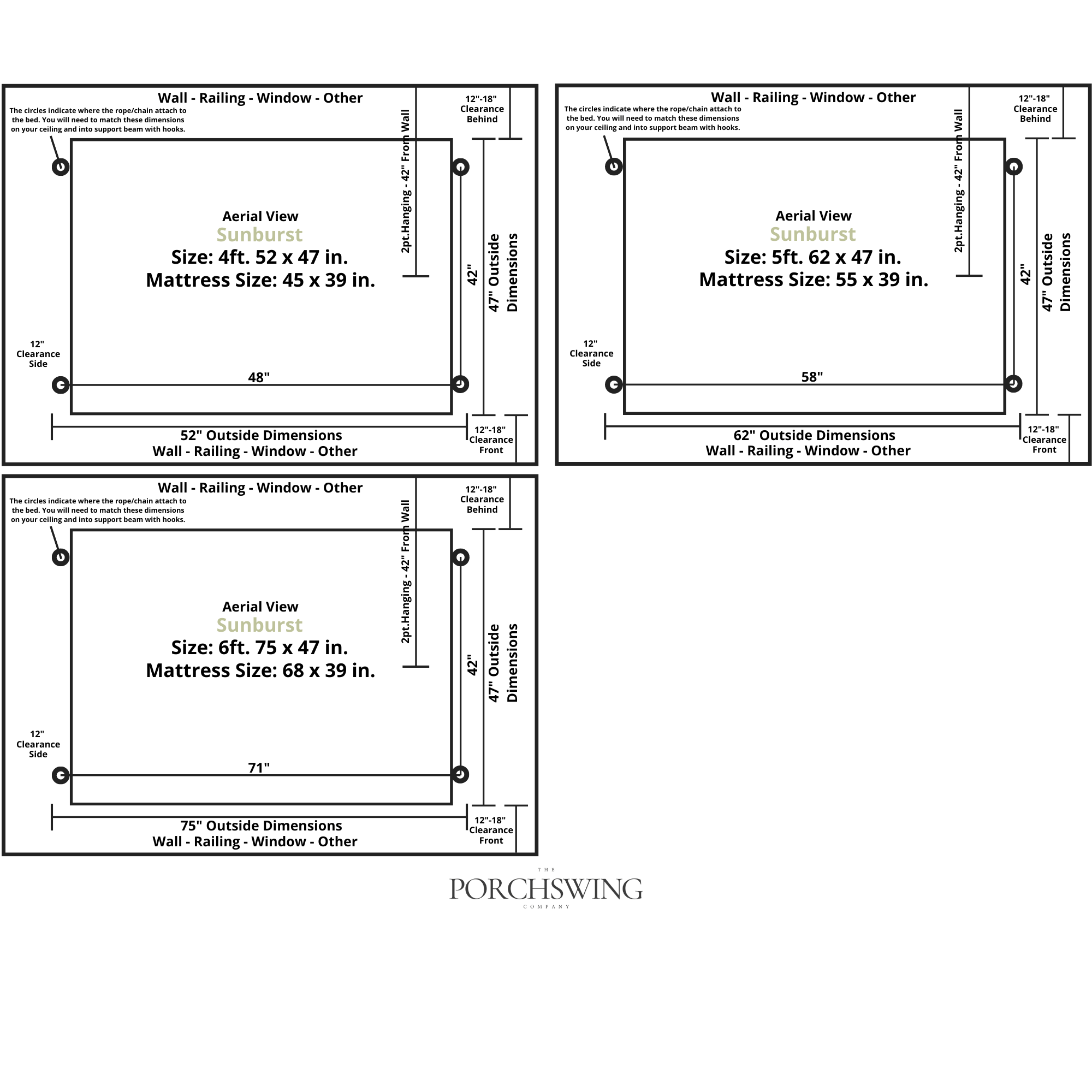 Keystone Amish Co. 4 Foot Sunburst Red Cedar Swing Bed, Unfinished