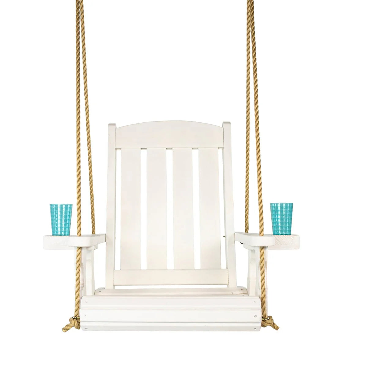 Amish Casual Heavy Duty Outdoor Wood Swing Chair in White Stain