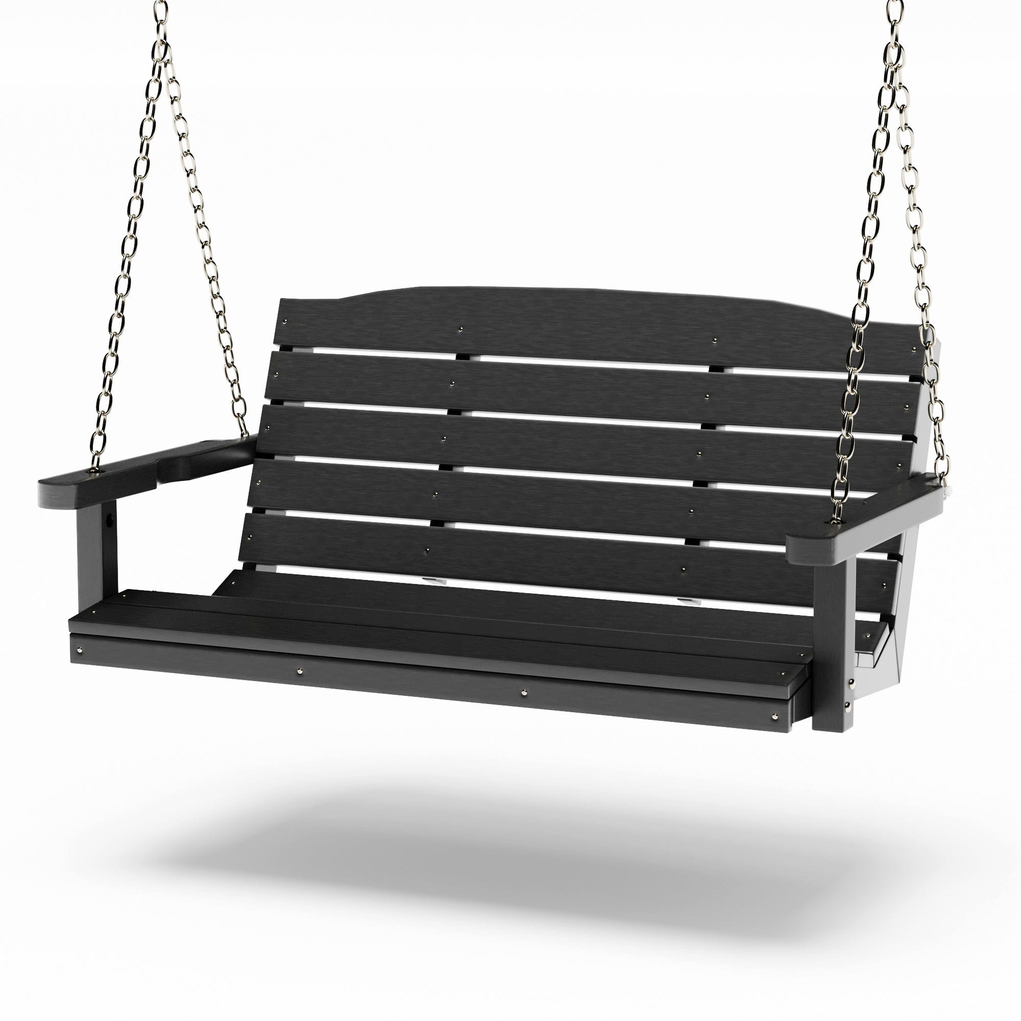 SimplyPoly 4 Foot Amish Made Classic Recycled Plastic Porch Swing, Black