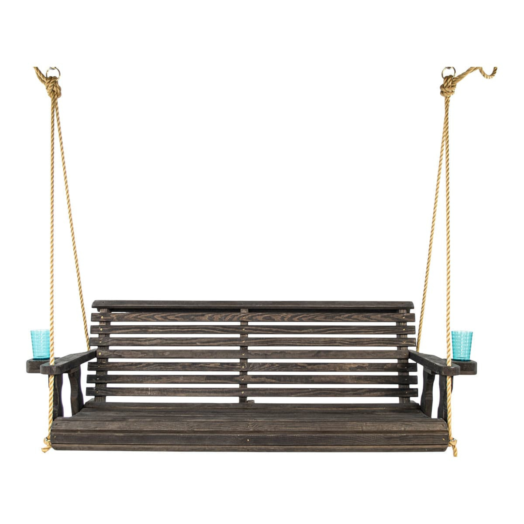 Amish Casual 4 Foot Roll Back Porch Swing in Dark Walnut with Clearcoat