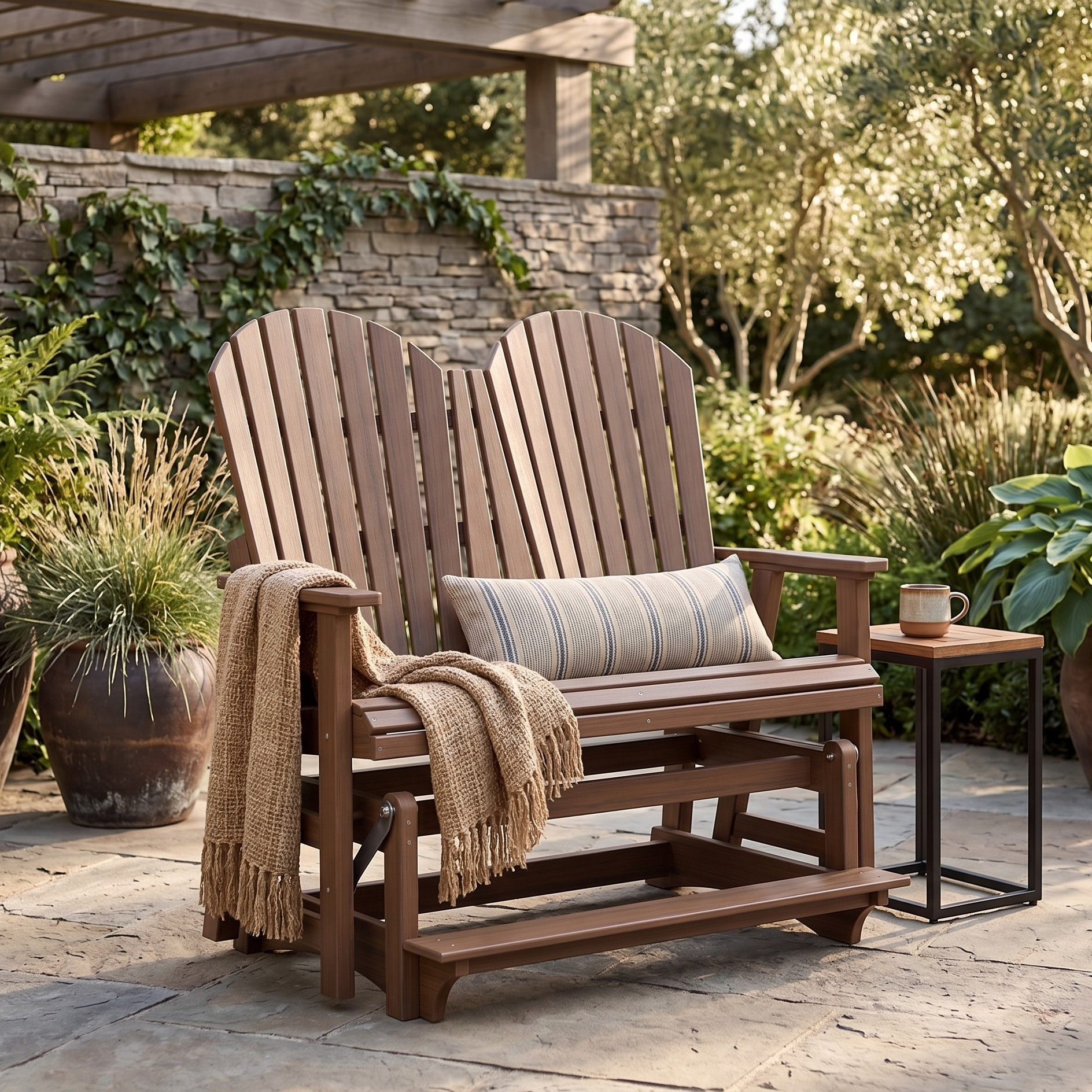 Berlin Gardens Comfo Back Outdoor Poly Lumber Double Counter Glider