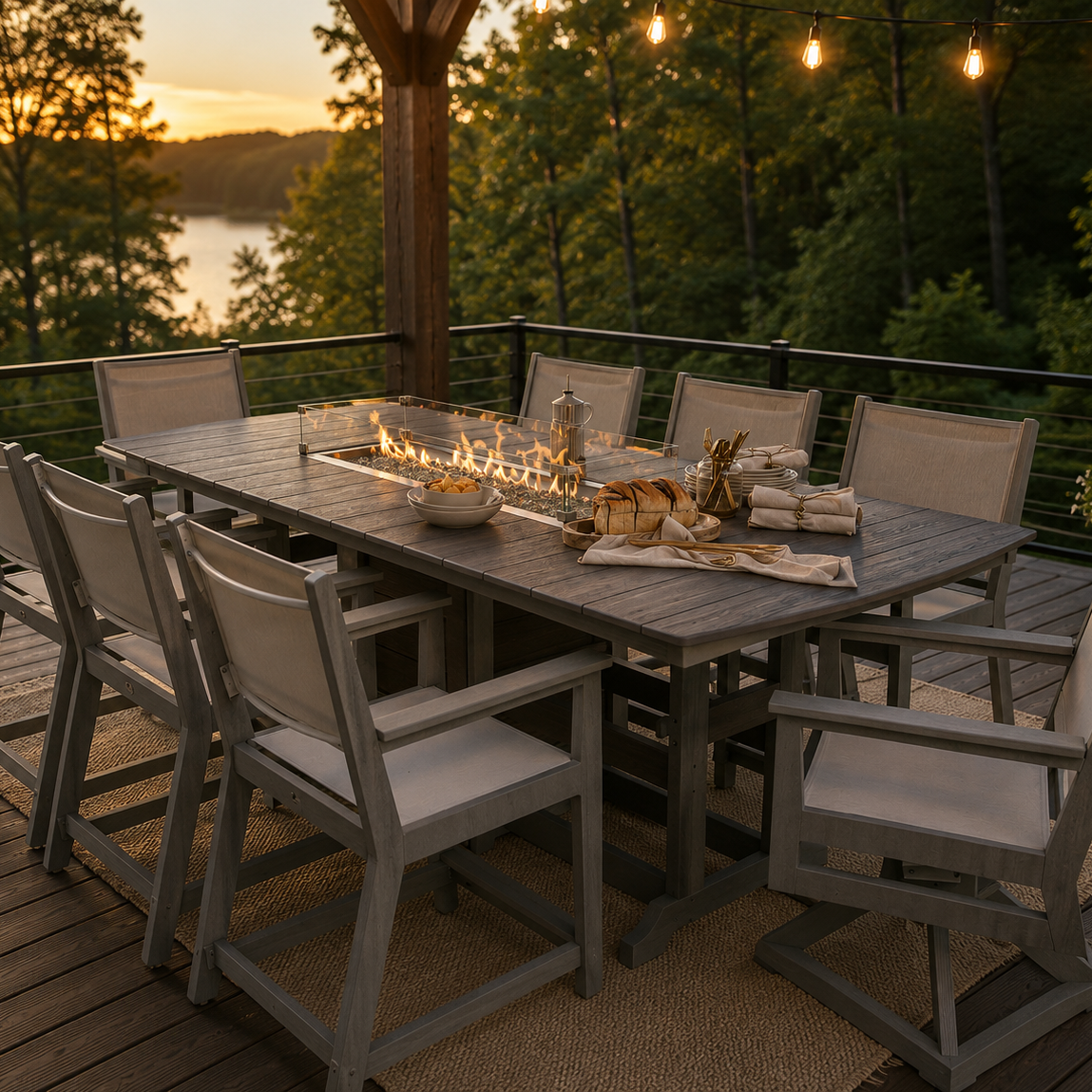 Berlin Gardens Garden Classic Outdoor Poly Lumber Fire Pit Counter Height Dining Table