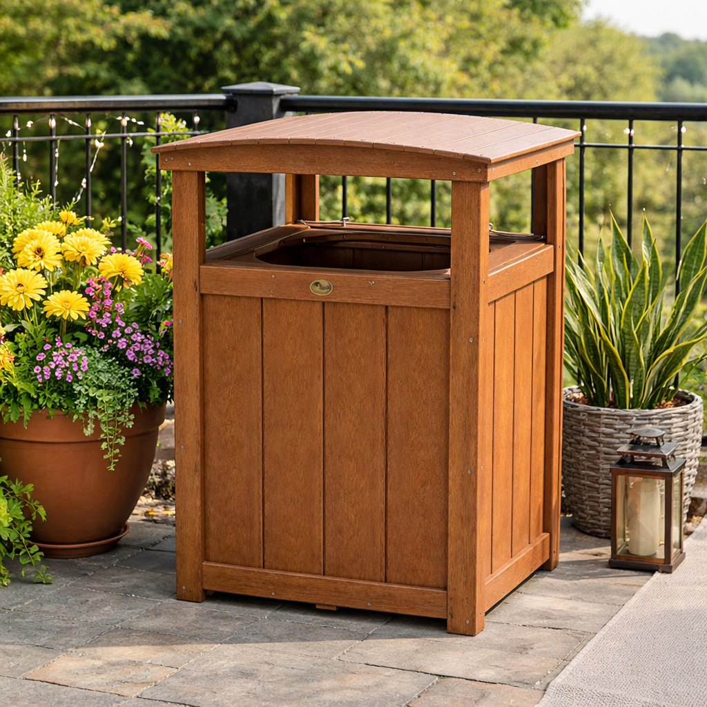 LuxCraft Poly Lumber Outdoor Trash Can