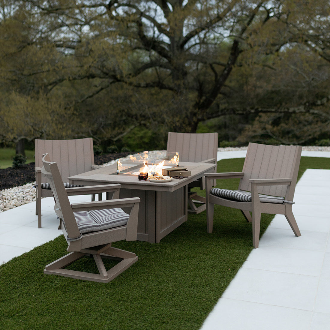 Berlin Gardens Donoma Rectangular Poly Lumber Fire Pit Table