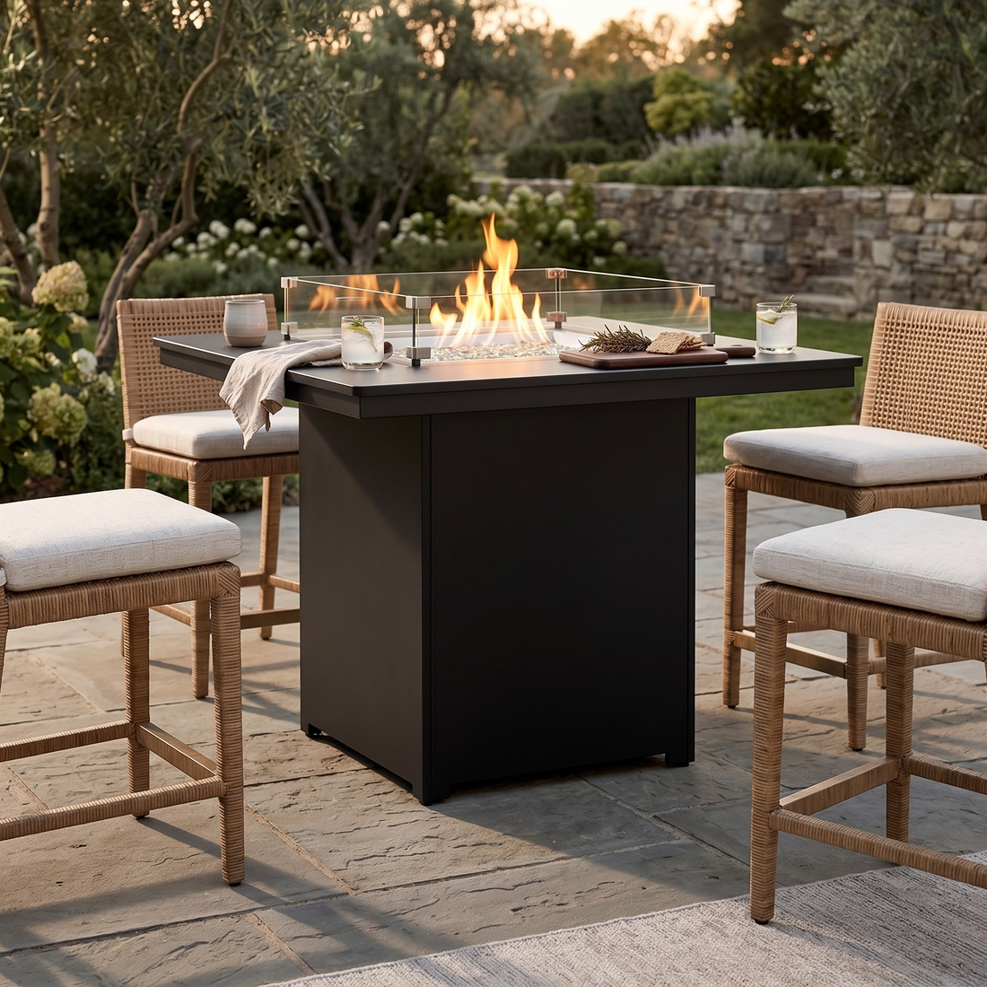 Berlin Gardens Numa Outdoor Poly Lumber Fire Pit Counter Height Table