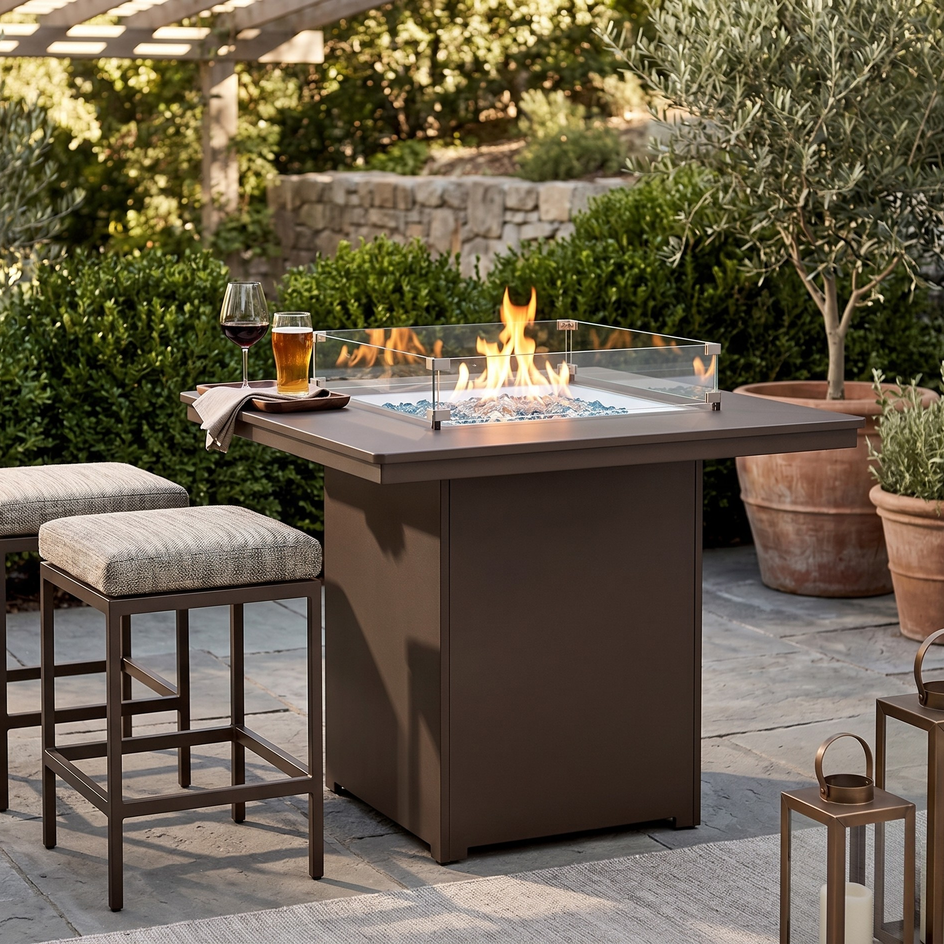 Berlin Gardens Numa Outdoor Poly Lumber Fire Pit Bar Table