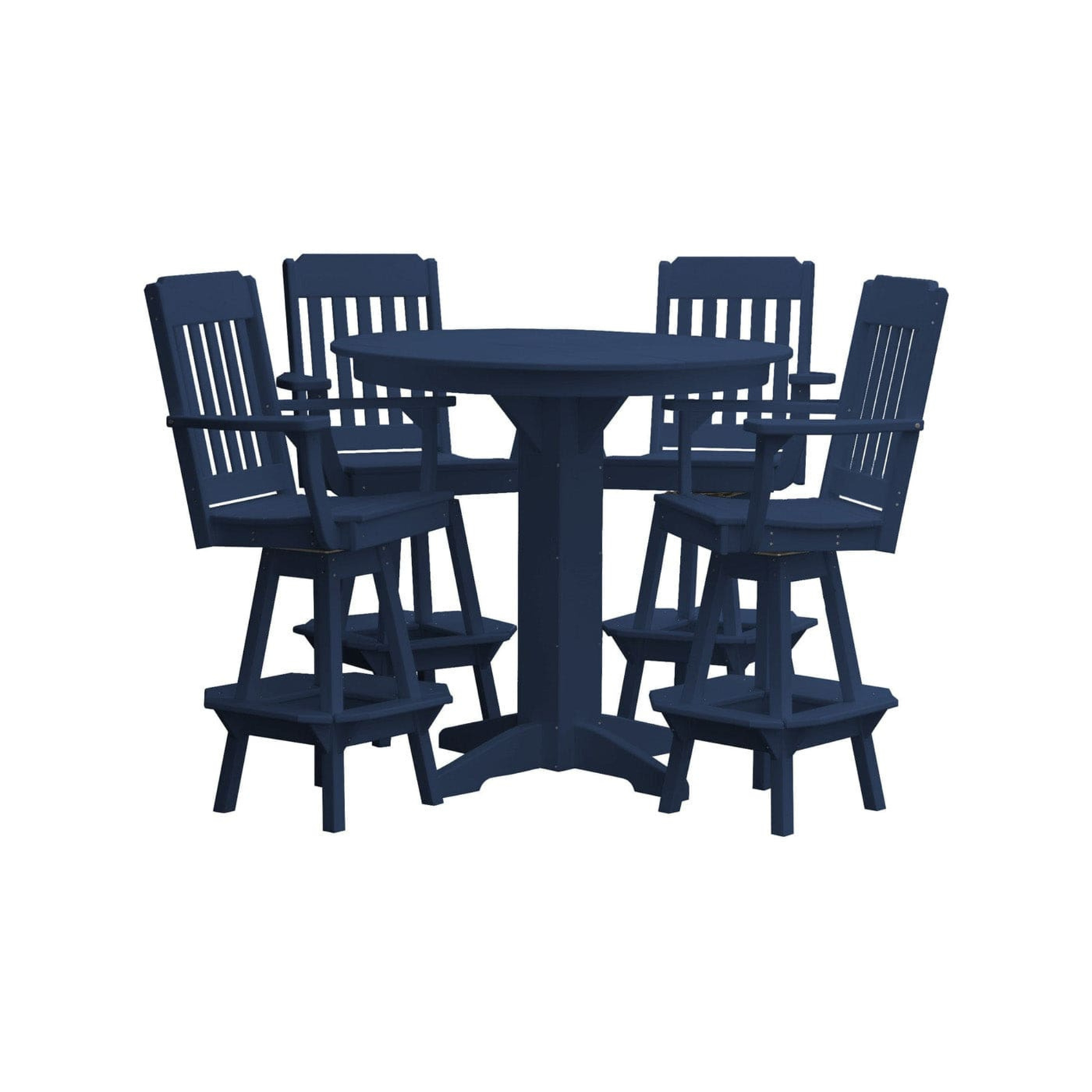 Keystone Amish Co. Traditional 5-Piece Bar Poly Dining Set with Round Table
