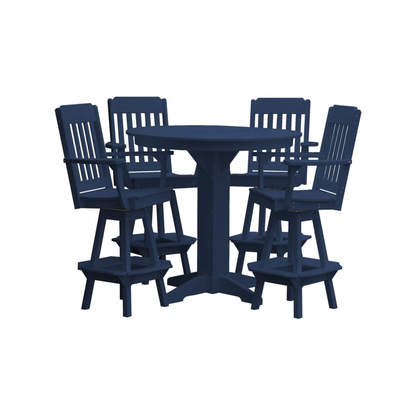 Keystone Amish Co. Traditional 5-Piece Bar Poly Dining Set with Round Table