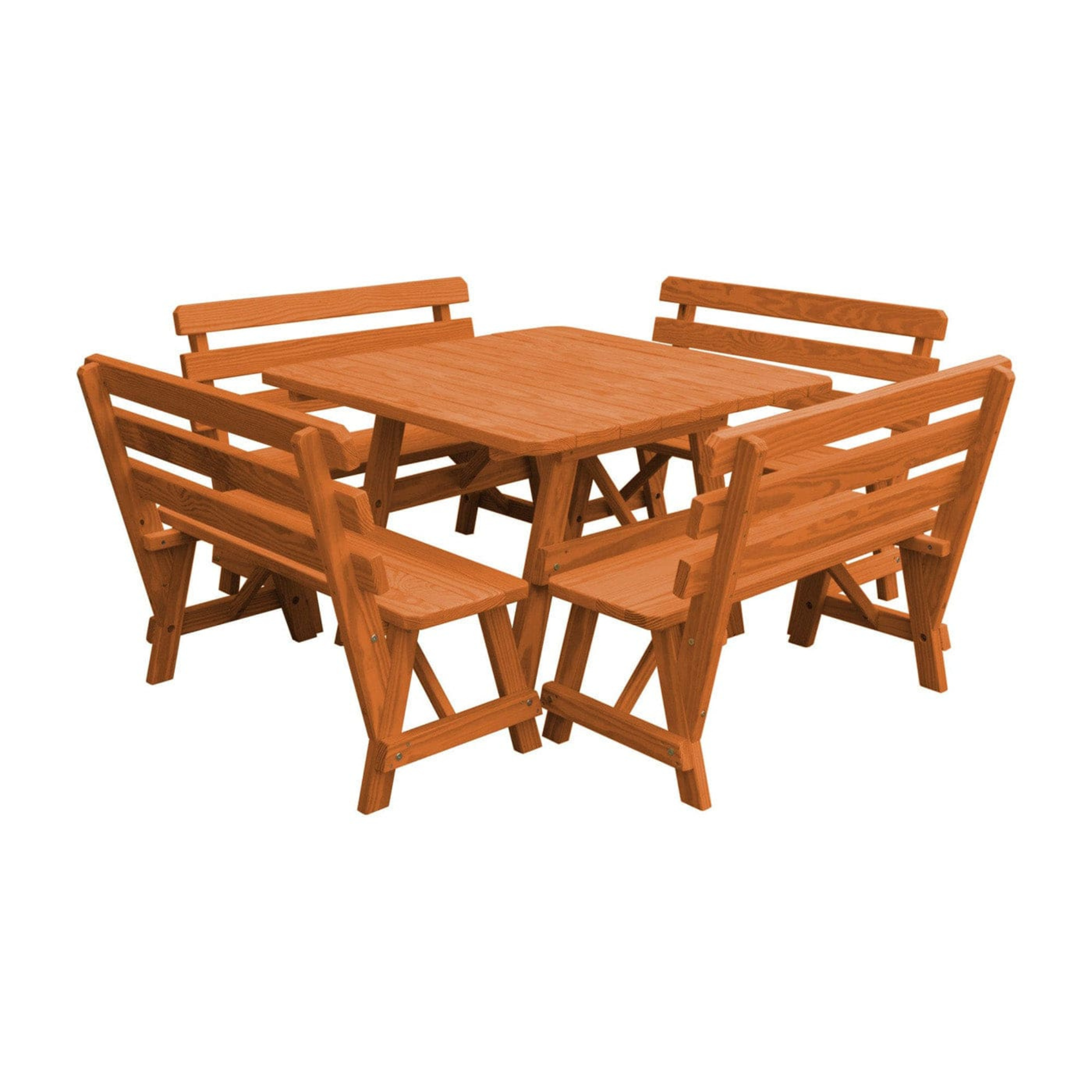 Keystone Amish Co. 5-Piece Wood Outdoor Dining Set with Backed Benches