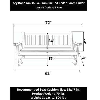 Keystone Amish Co. Franklin Red Cedar Porch Glider