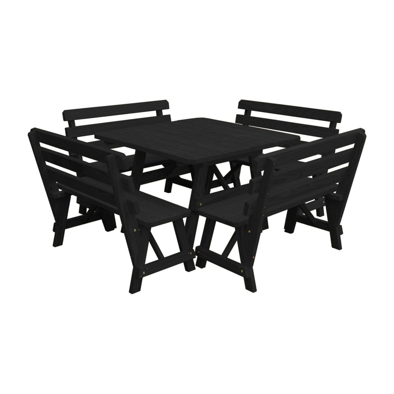 Keystone Amish Co. 5-Piece Wood Outdoor Dining Set with Backed Benches