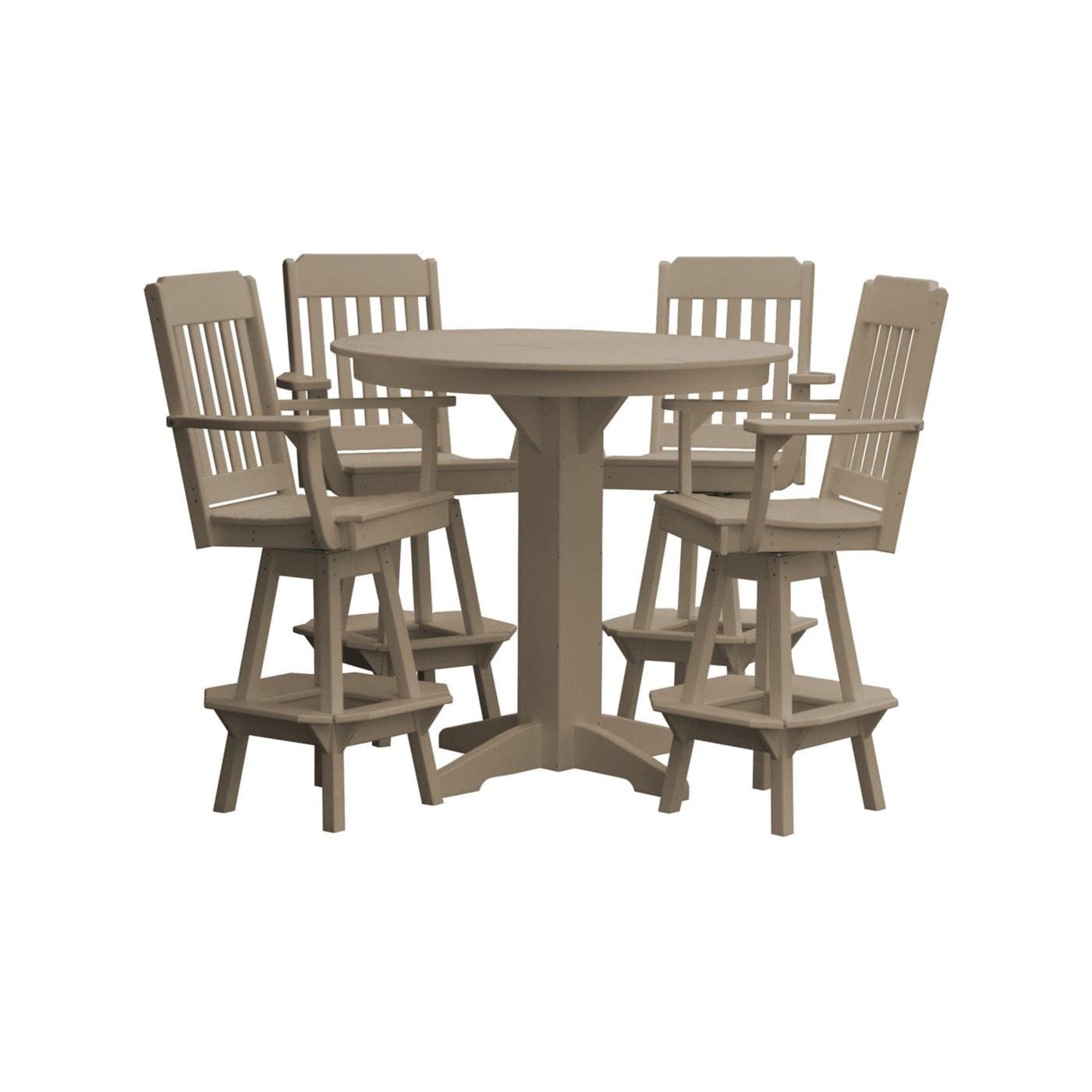 Keystone Amish Co. Traditional 5-Piece Bar Poly Dining Set with Round Table