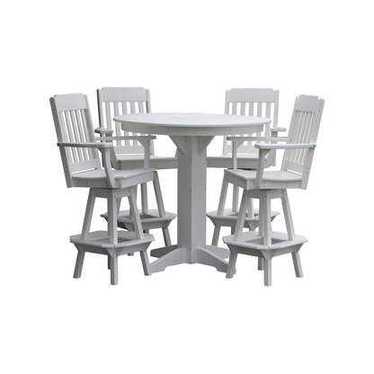 Keystone Amish Co. Traditional 5-Piece Bar Poly Dining Set with Round Table