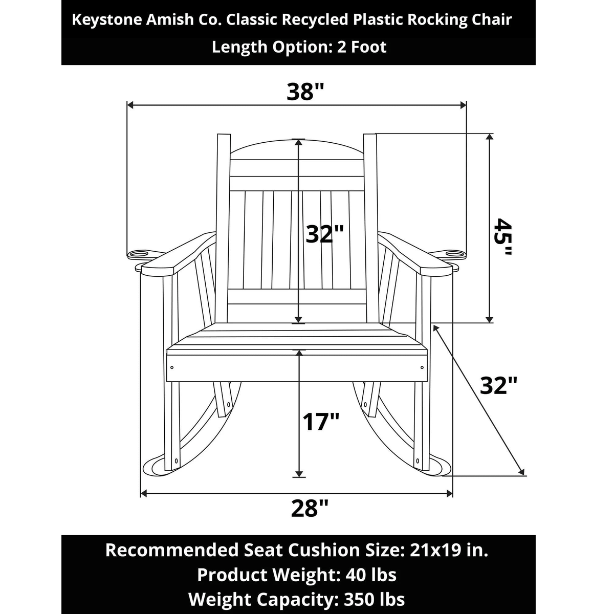 Keystone Amish Co. Classic Recycled Plastic Rocking Chair