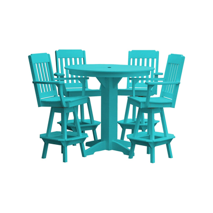 Keystone Amish Co. Traditional 5-Piece Bar Poly Dining Set with Round Table