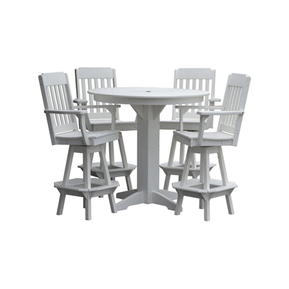 Keystone Amish Co. Traditional 5-Piece Bar Poly Dining Set with Round Table