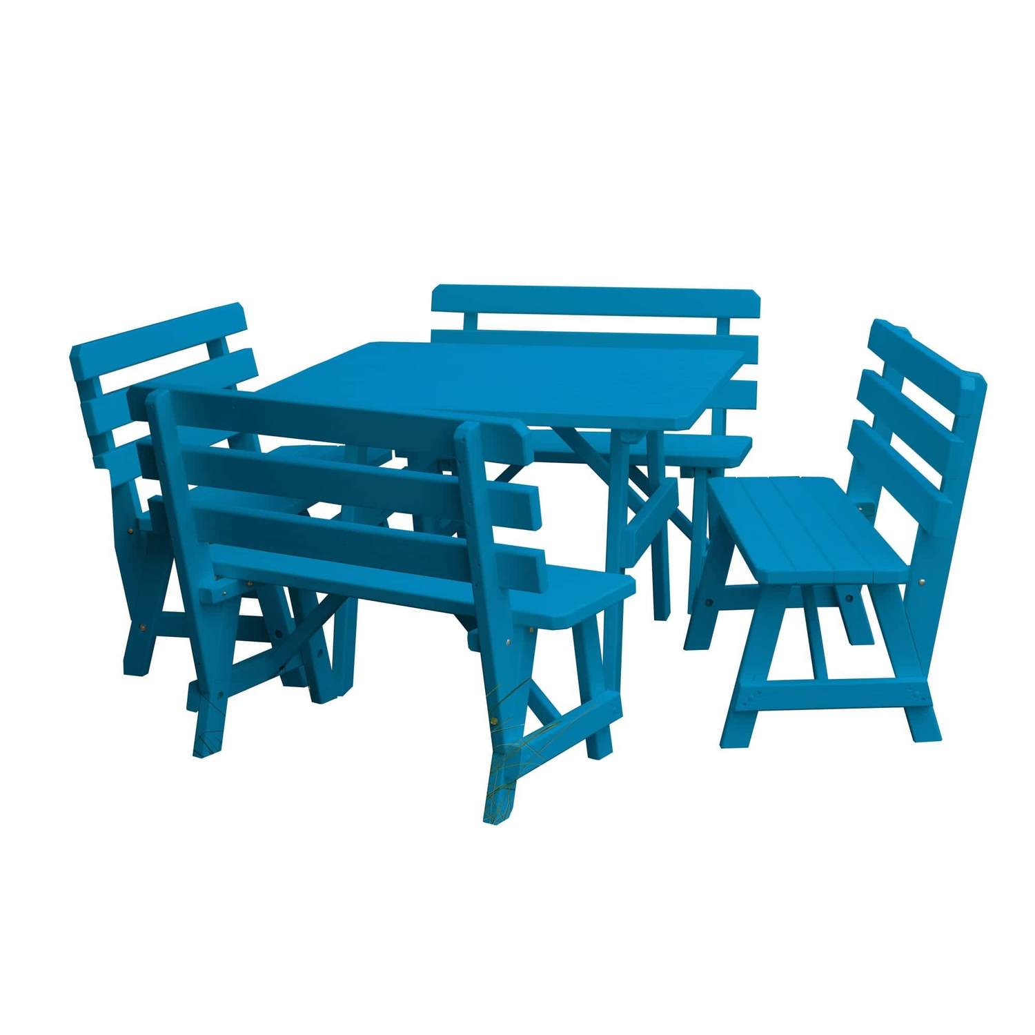 Keystone Amish Co. 5-Piece Wood Outdoor Dining Set with Backed Benches