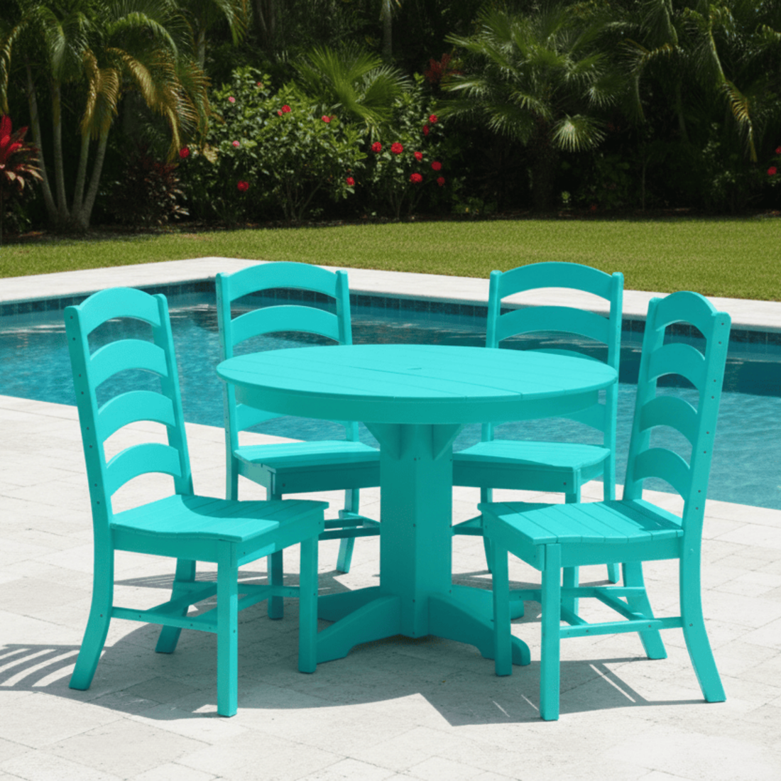 Keystone Amish Co. Josie 5-Piece Poly Outdoor Dining Set with Round Table