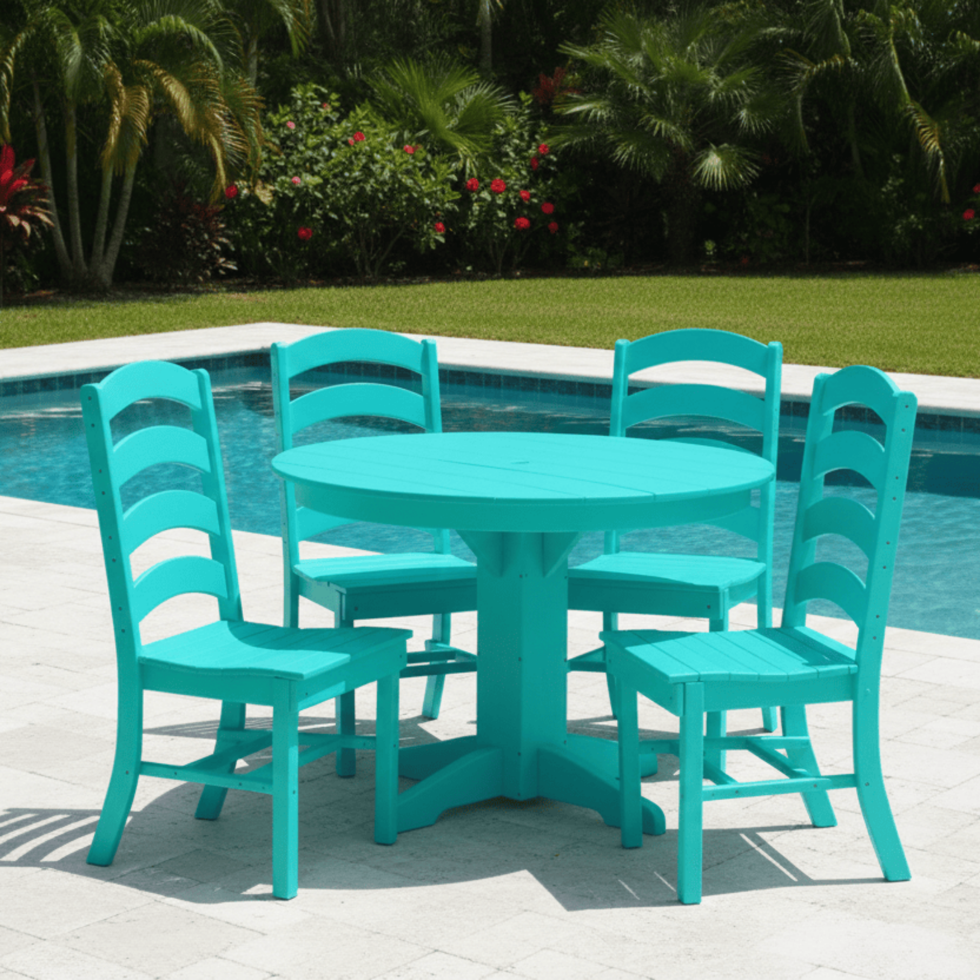 Keystone Amish Co. Josie 5-Piece Poly Outdoor Dining Set with Round Table