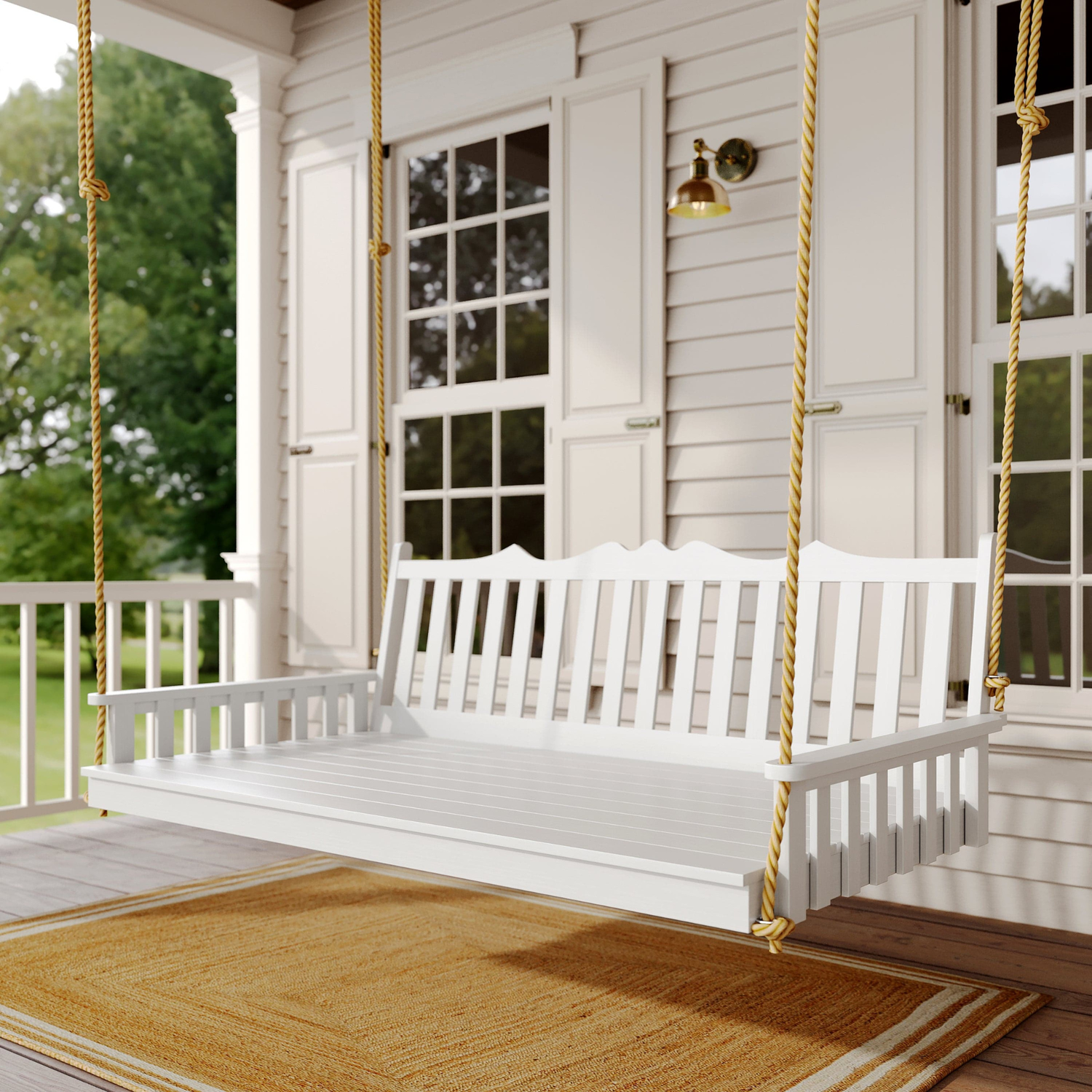 Keystone Amish Co. 4 Foot York Recycled Plastic Swing Bed, Bright White
